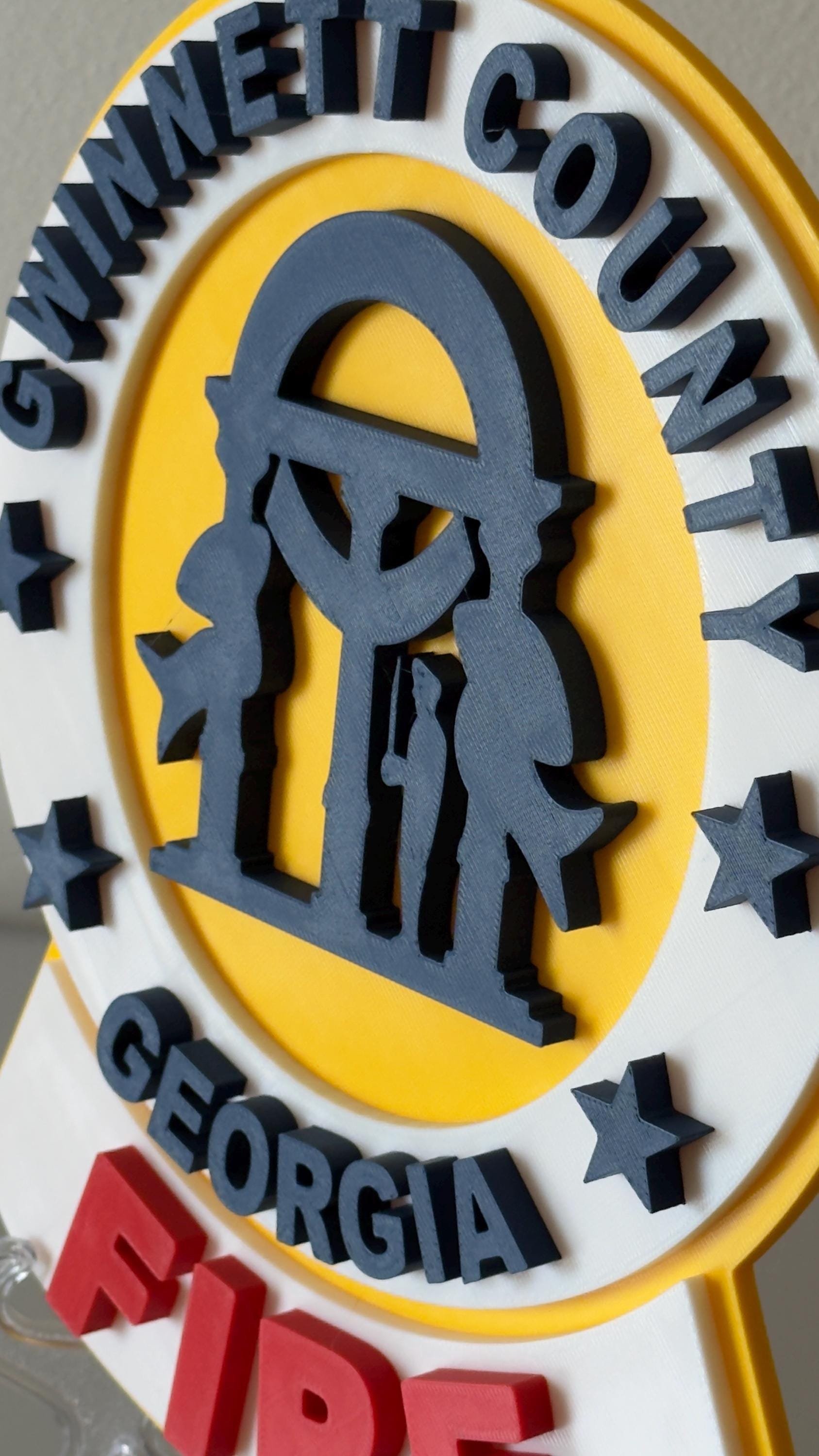 Gwinnett County GA Fire Department 3D Embossed Plaque: First Responder Wall Art Georgia