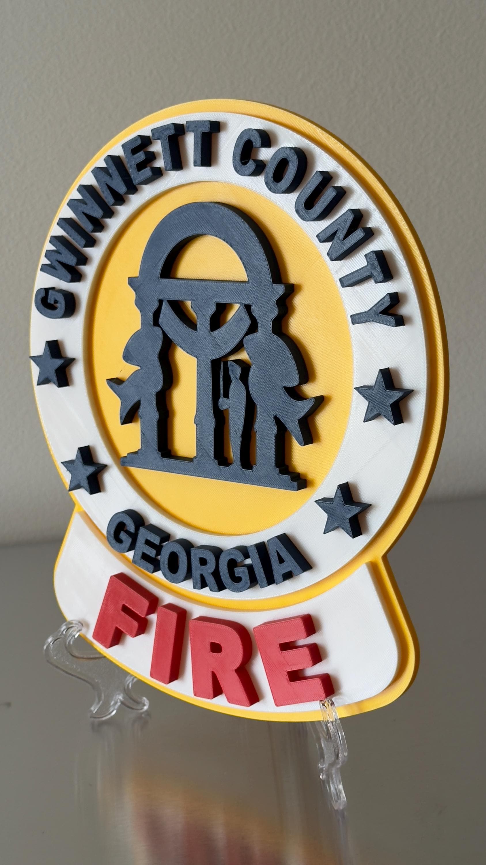 Gwinnett County GA Fire Department 3D Embossed Plaque: First Responder Wall Art Georgia