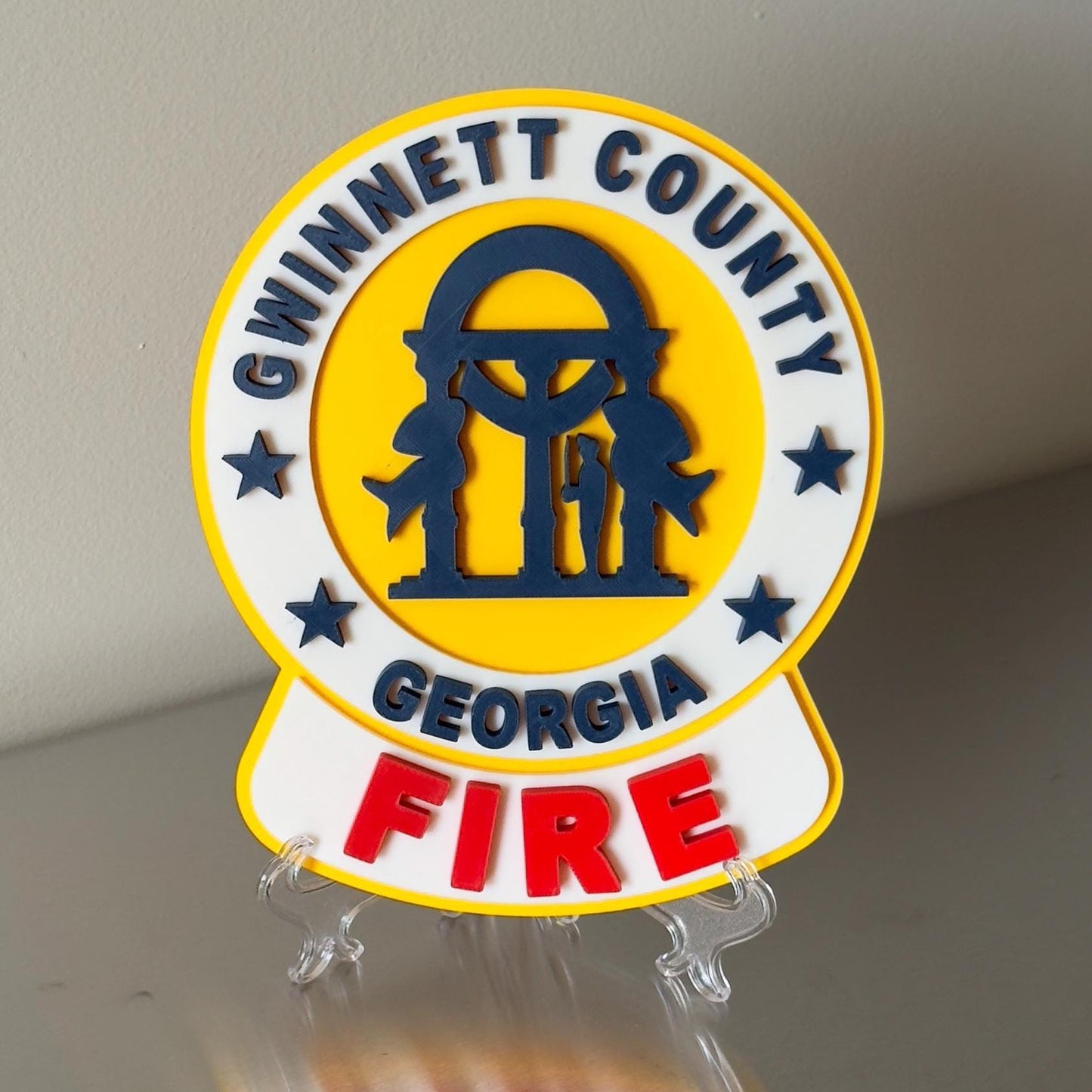 Gwinnett County GA Fire Department 3D Embossed Plaque: First Responder Wall Art Georgia