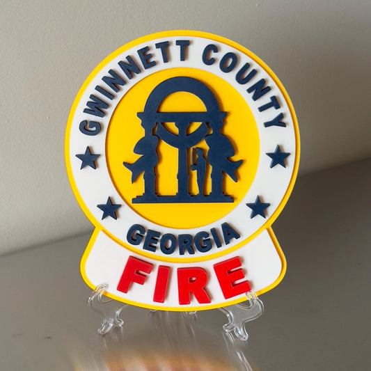 Gwinnett County GA Fire Department 3D Embossed Plaque: First Responder Wall Art Georgia
