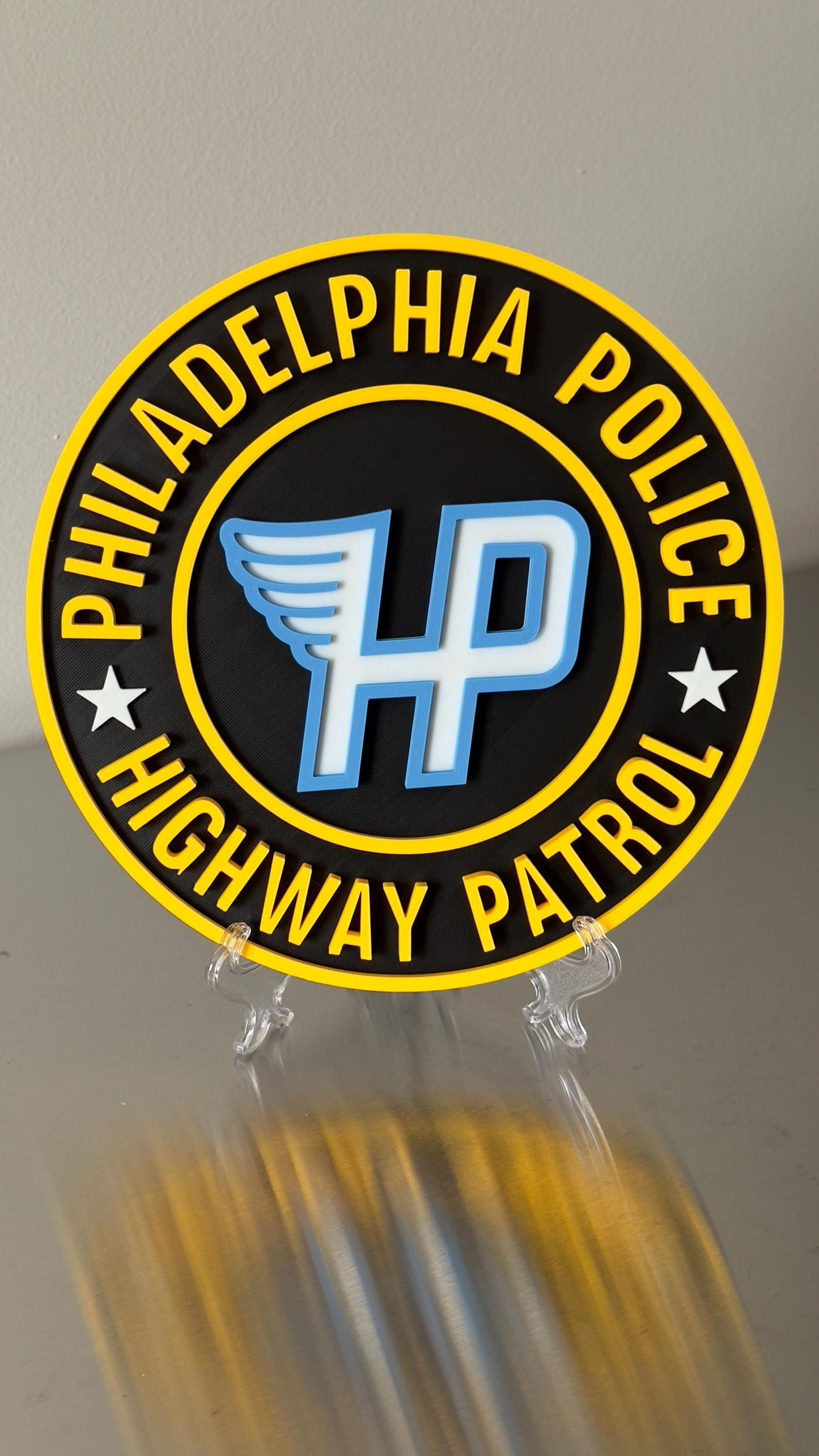 Philadelphia Police Highway Patrol Plaque: 3D Embossed First Responder Wall Art Pennsylvania