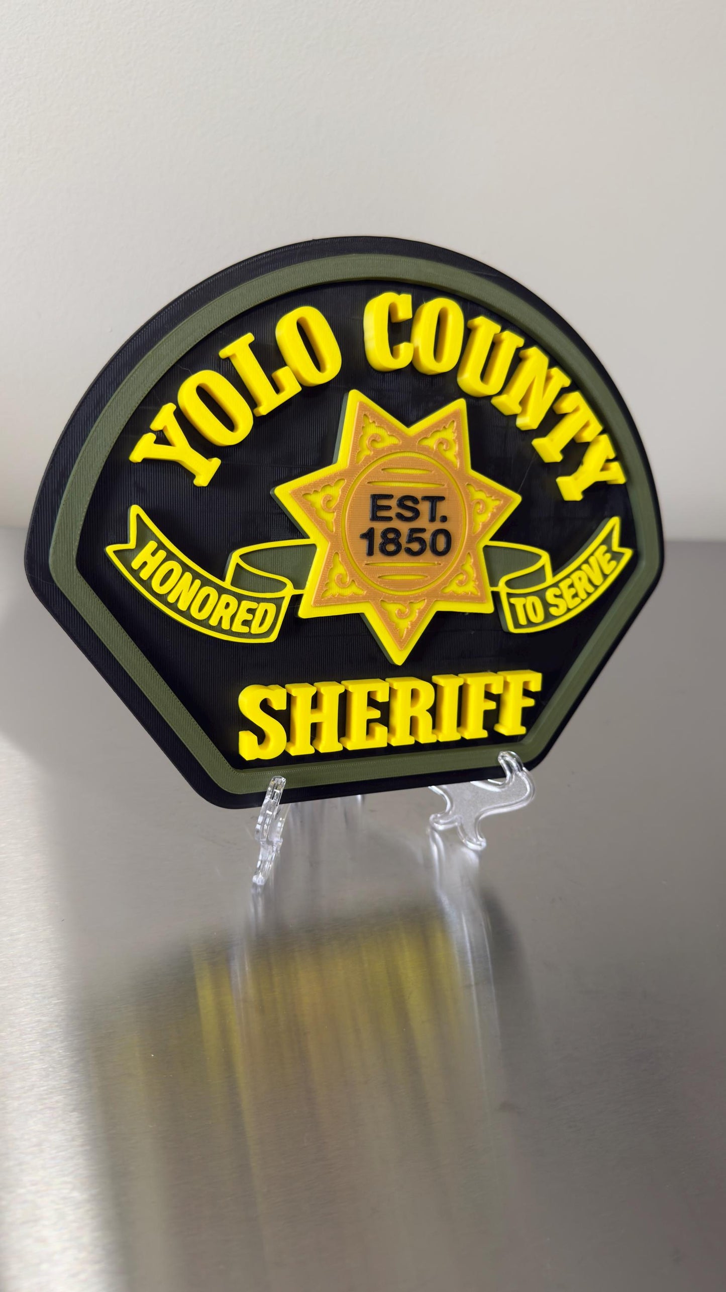 YOLO County Sheriff 3D Display Plaque - First Responder Wall Art California