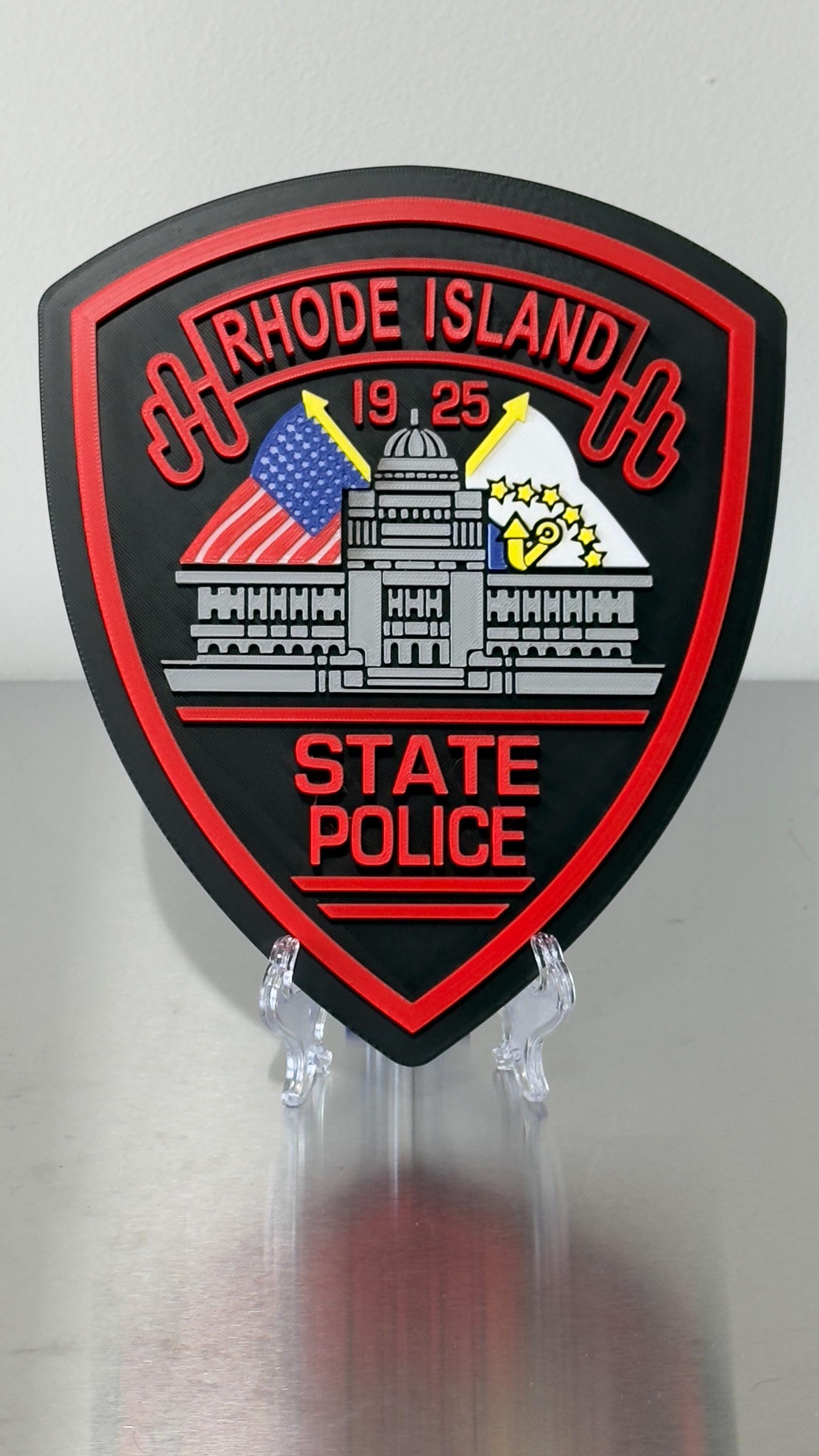 Rhode Island State Police 3D Embossed Plaque: First Responder Wall Art