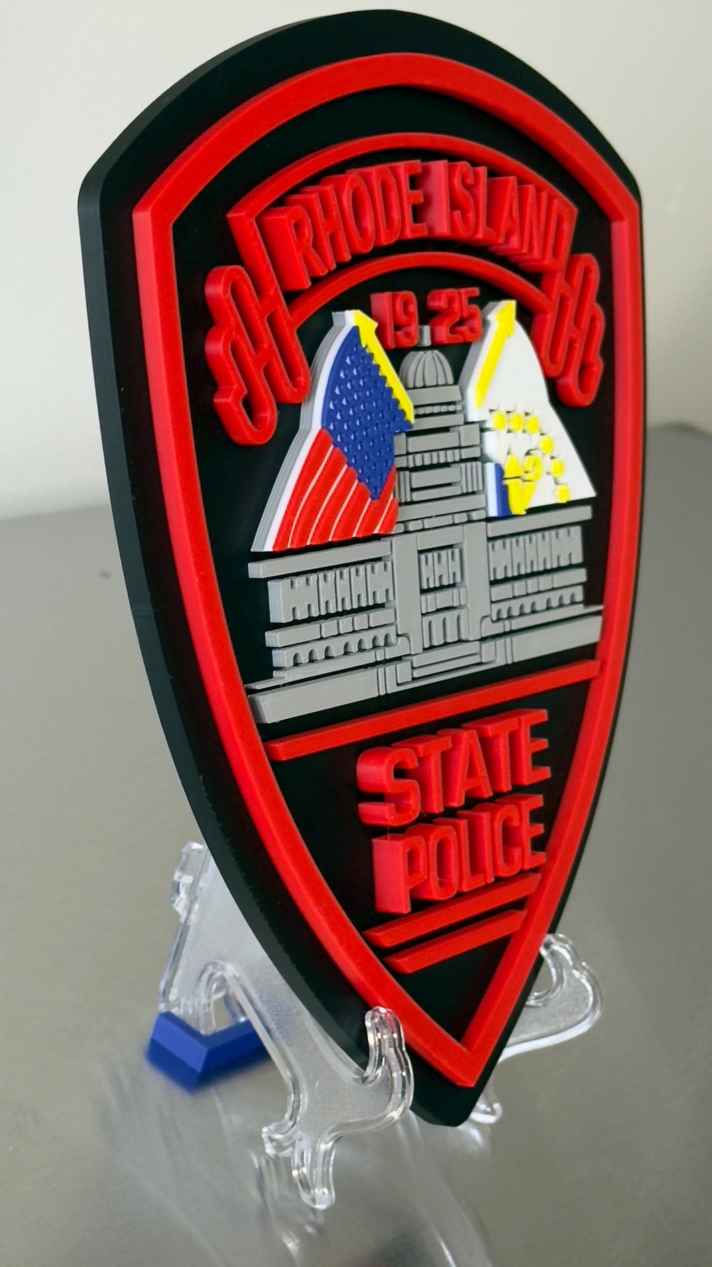 Rhode Island State Police 3D Embossed Plaque: First Responder Wall Art