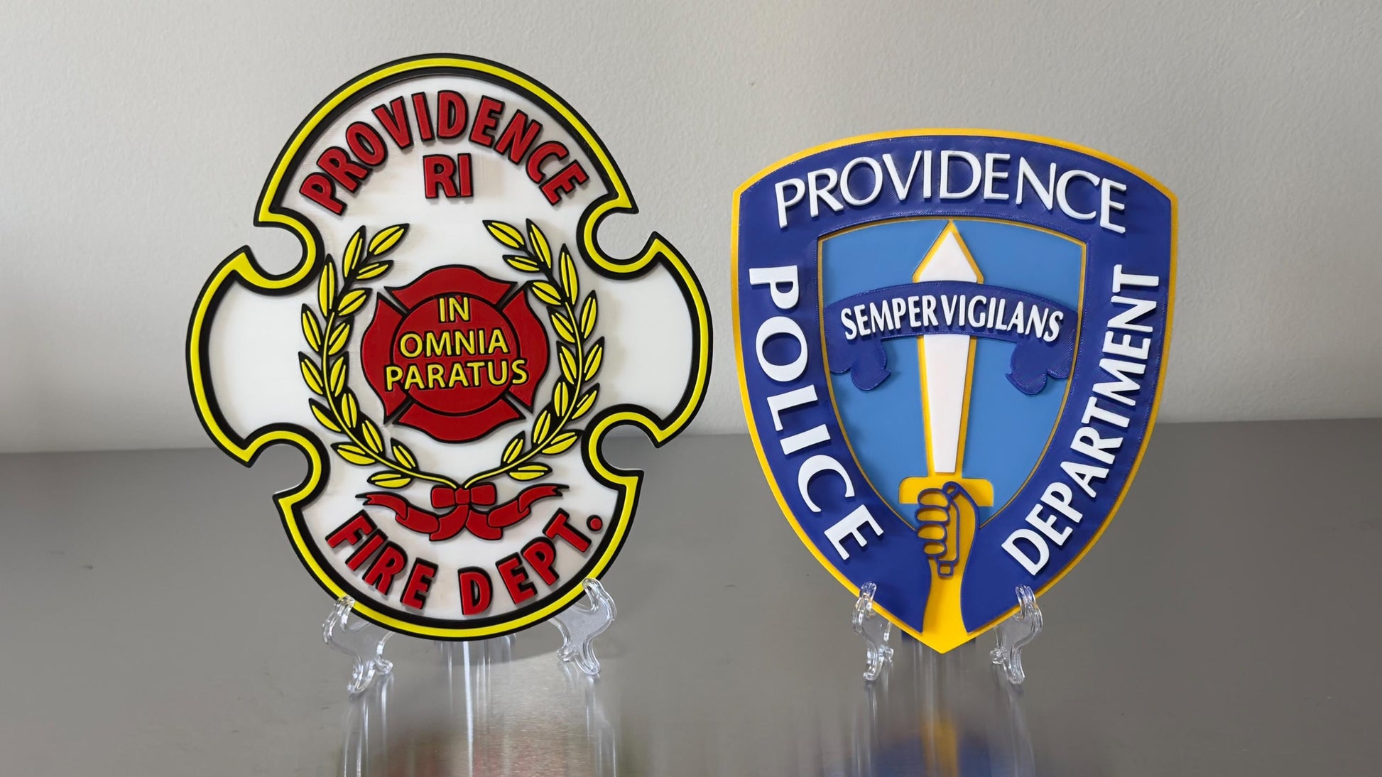 Rhode Island State Police 3D Embossed Plaque: First Responder Wall Art
