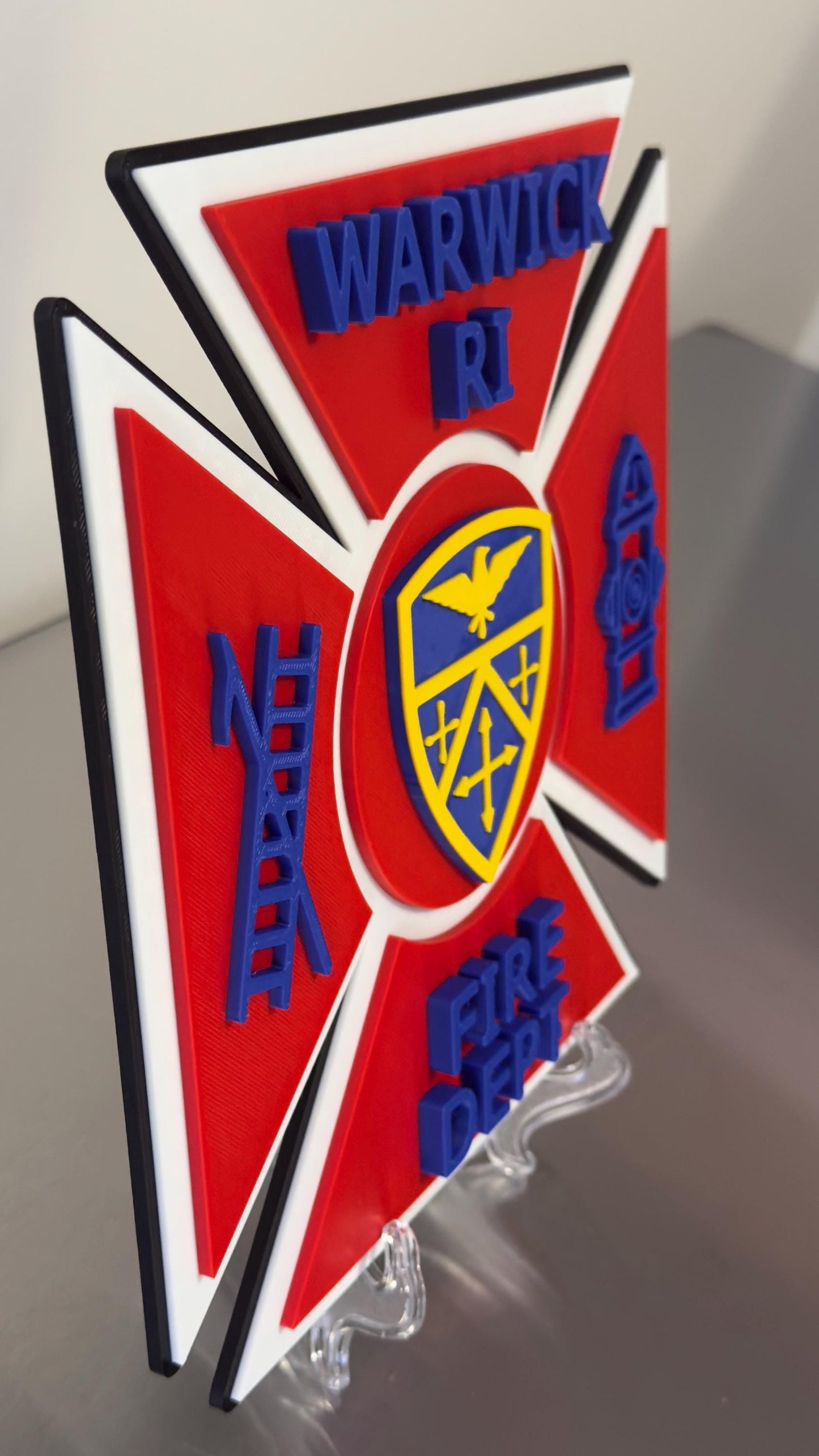 Warwick RI Fire Department 3D Embossed Plaque: First Responder Wall Art