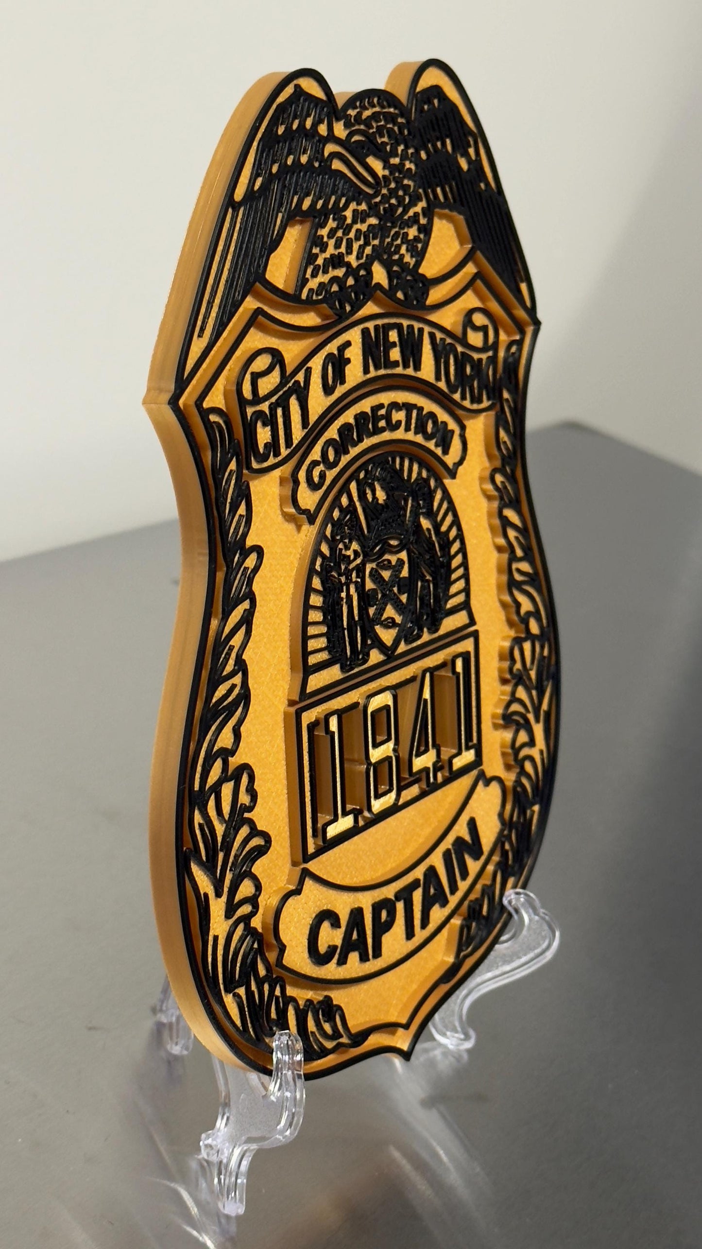 Captain Shield Plaque: NYC Correction Dept 3D Embossed - Personalized New York