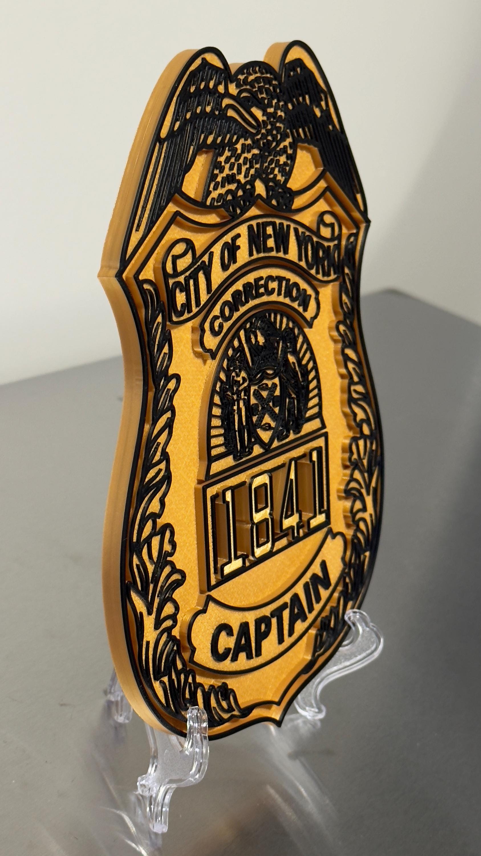 Captain Shield Plaque: NYC Correction Dept 3D Embossed - Personalized New York