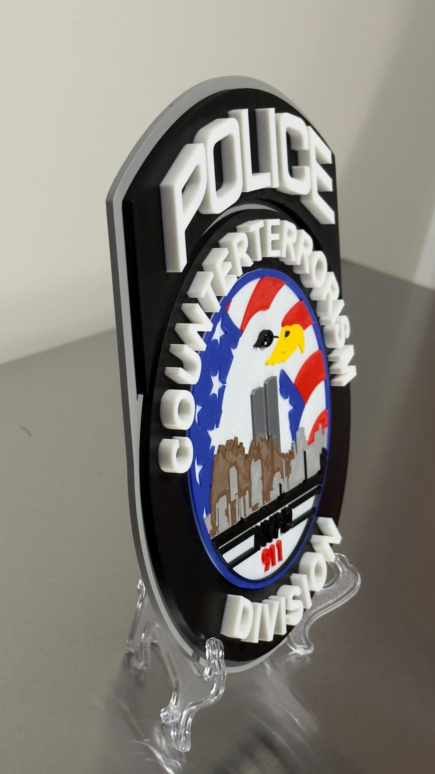 NYPD Police Plaque: Counterterrorism Division (3D Display)
