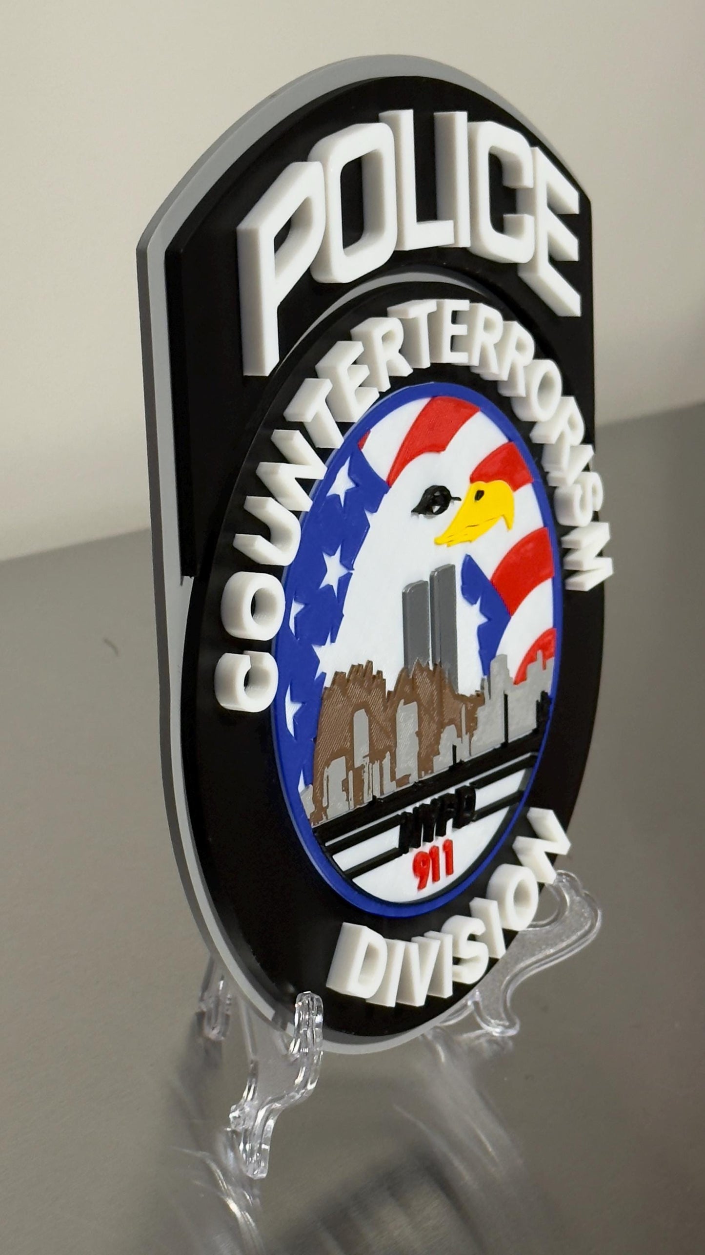 NYPD Police Plaque: Counterterrorism Division (3D Display)