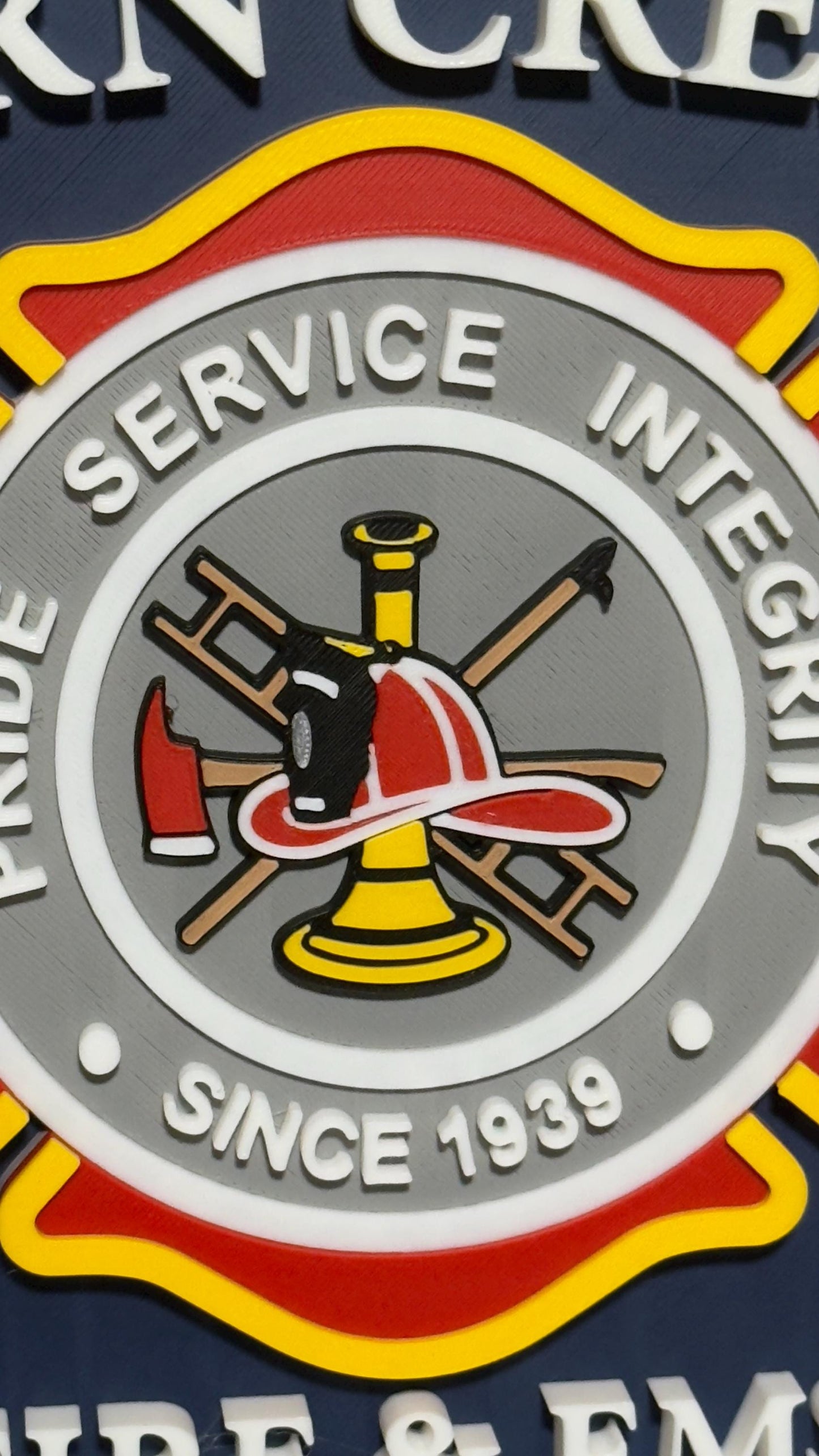 Embossed Fern Creek Fire & EMS Plaque: First Responder Wall Art Kentucky