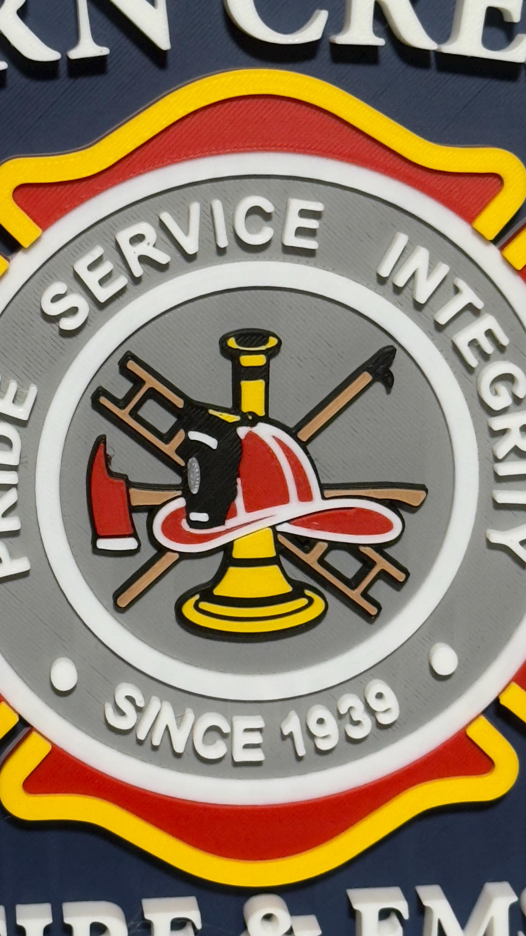 Embossed Fern Creek Fire & EMS Plaque: First Responder Wall Art Kentucky