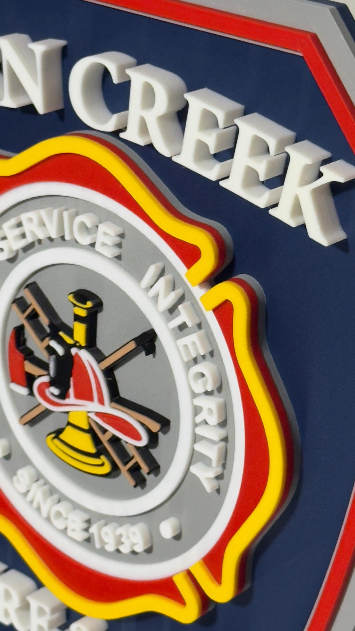 Embossed Fern Creek Fire & EMS Plaque: First Responder Wall Art Kentucky