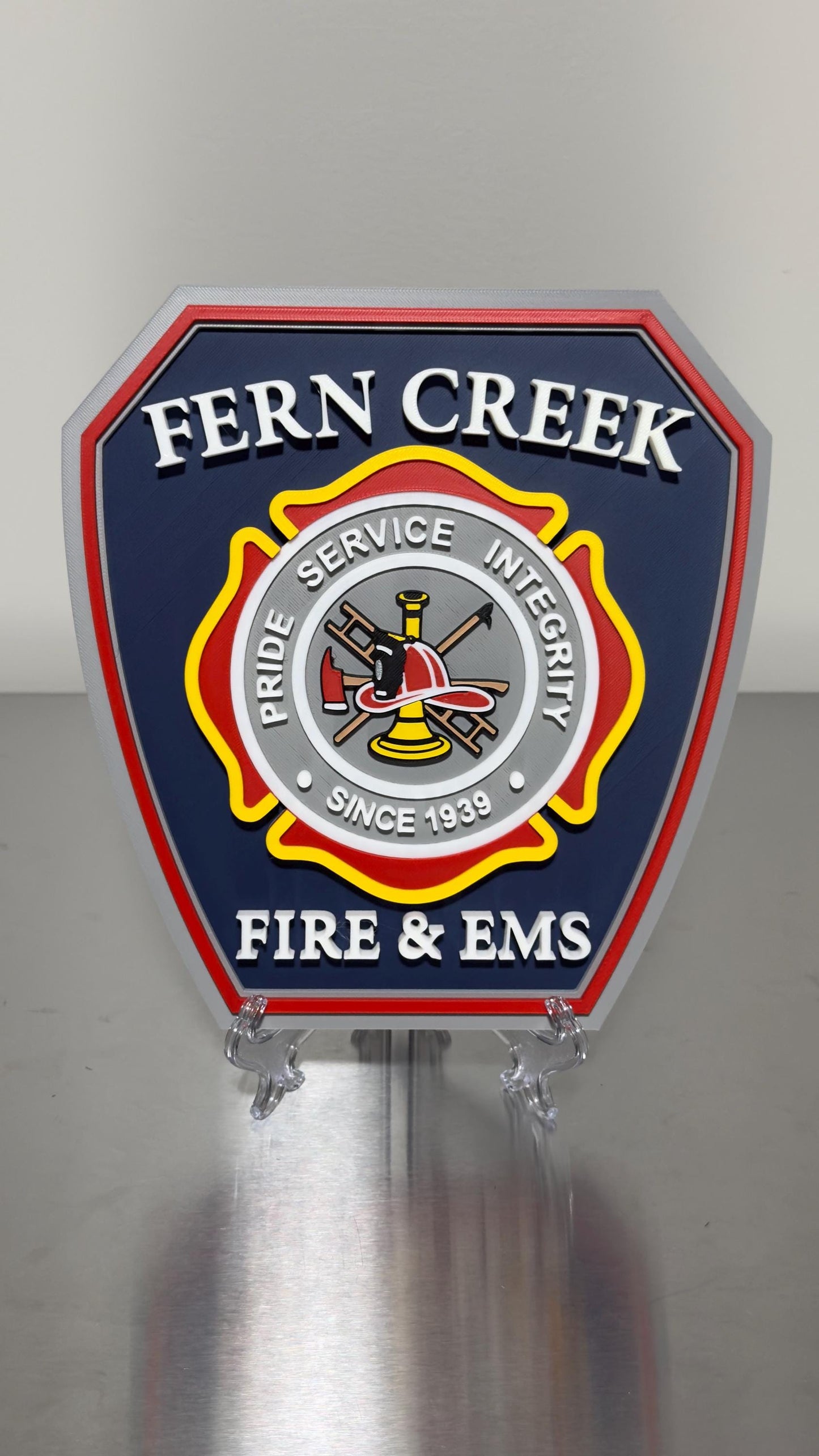 Embossed Fern Creek Fire & EMS Plaque: First Responder Wall Art Kentucky