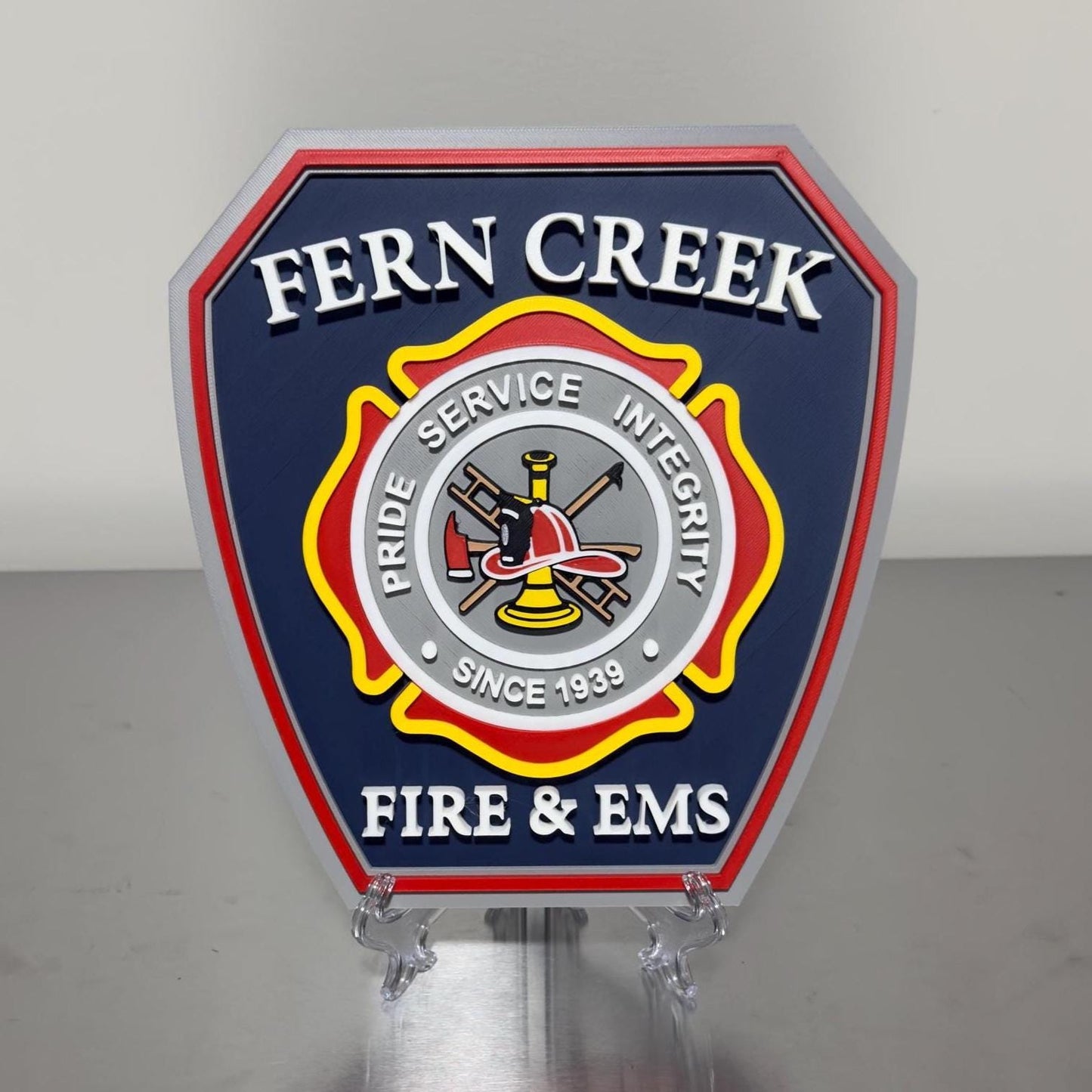 Embossed Fern Creek Fire & EMS Plaque: First Responder Wall Art Kentucky