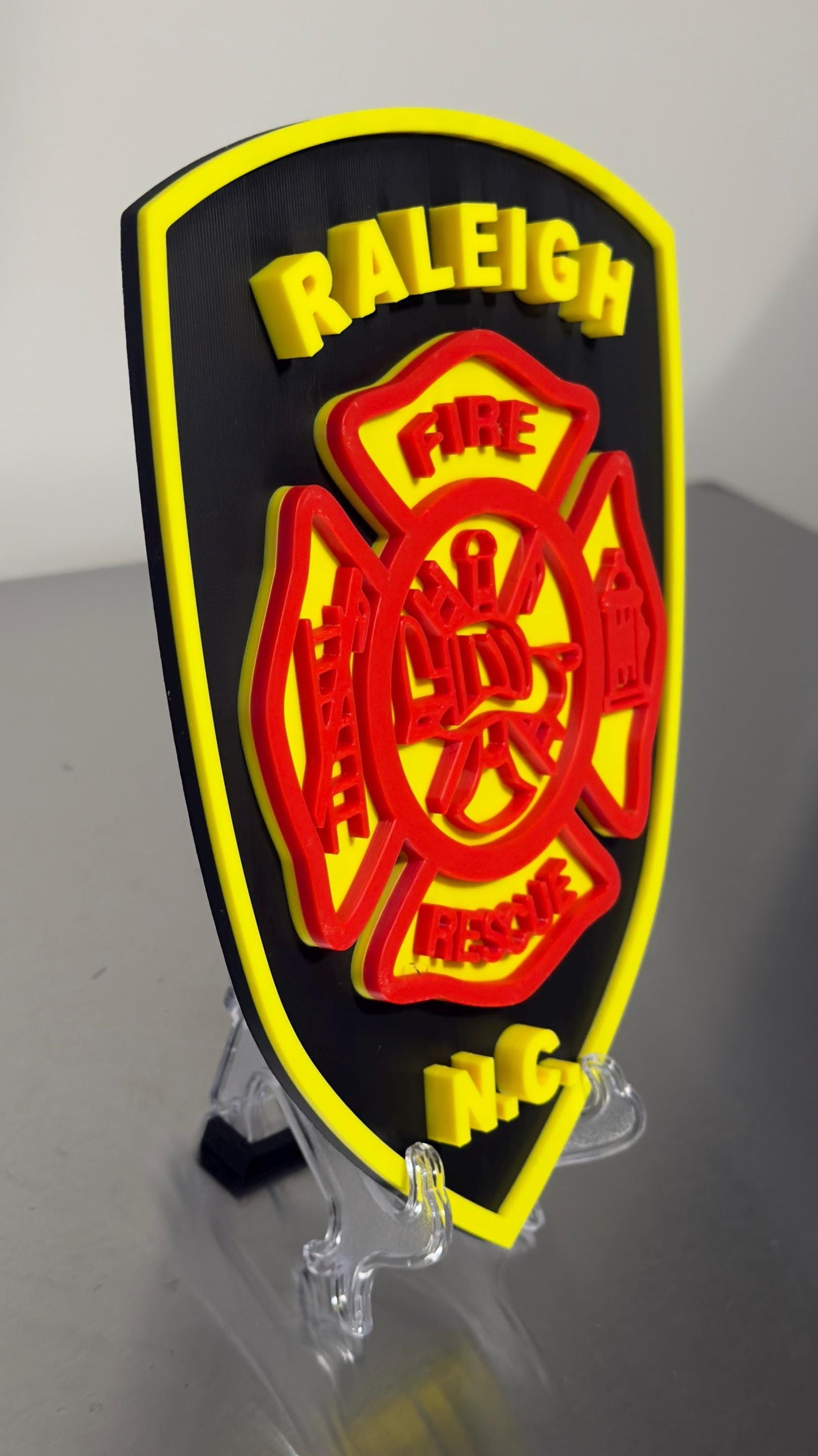 Raleigh NC Fire Department 3D Embossed Plaque: First Responder Wall Art North Carolina