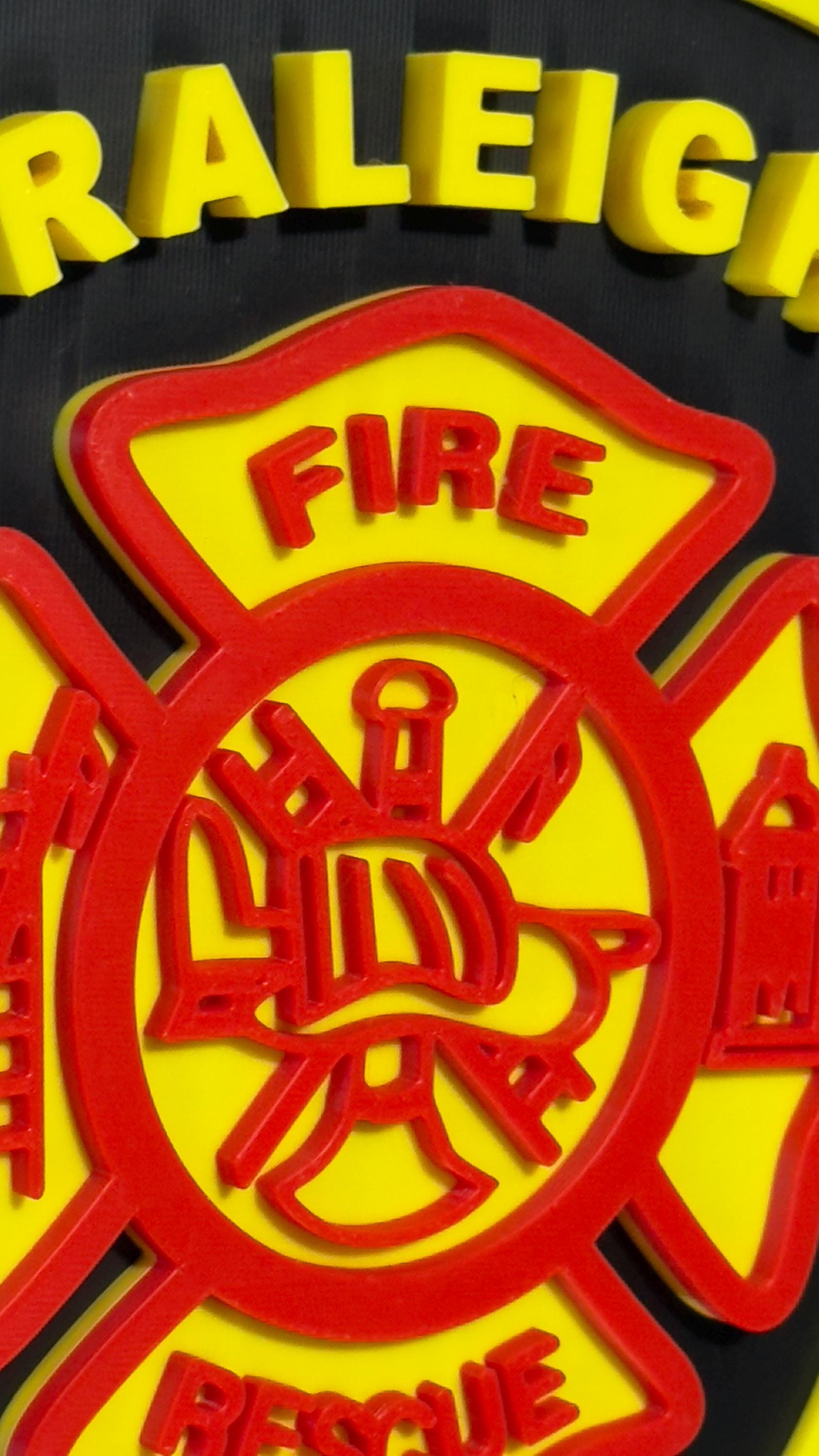 Raleigh NC Fire Department 3D Embossed Plaque: First Responder Wall Art North Carolina
