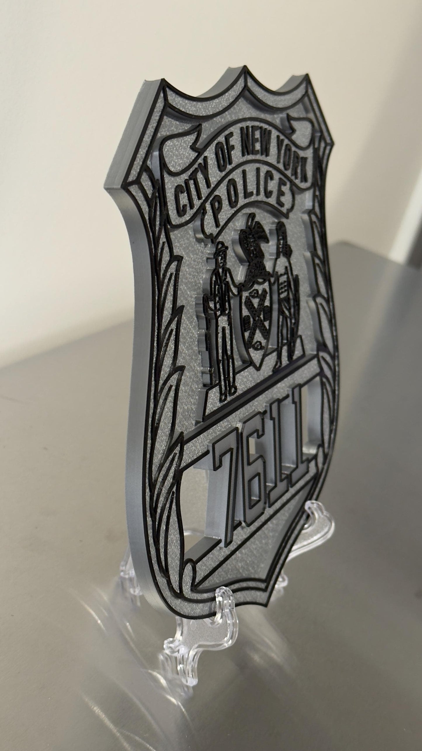 NYPD Police Officer Shield Plaque: 3D Embossed First Responder Wall Art