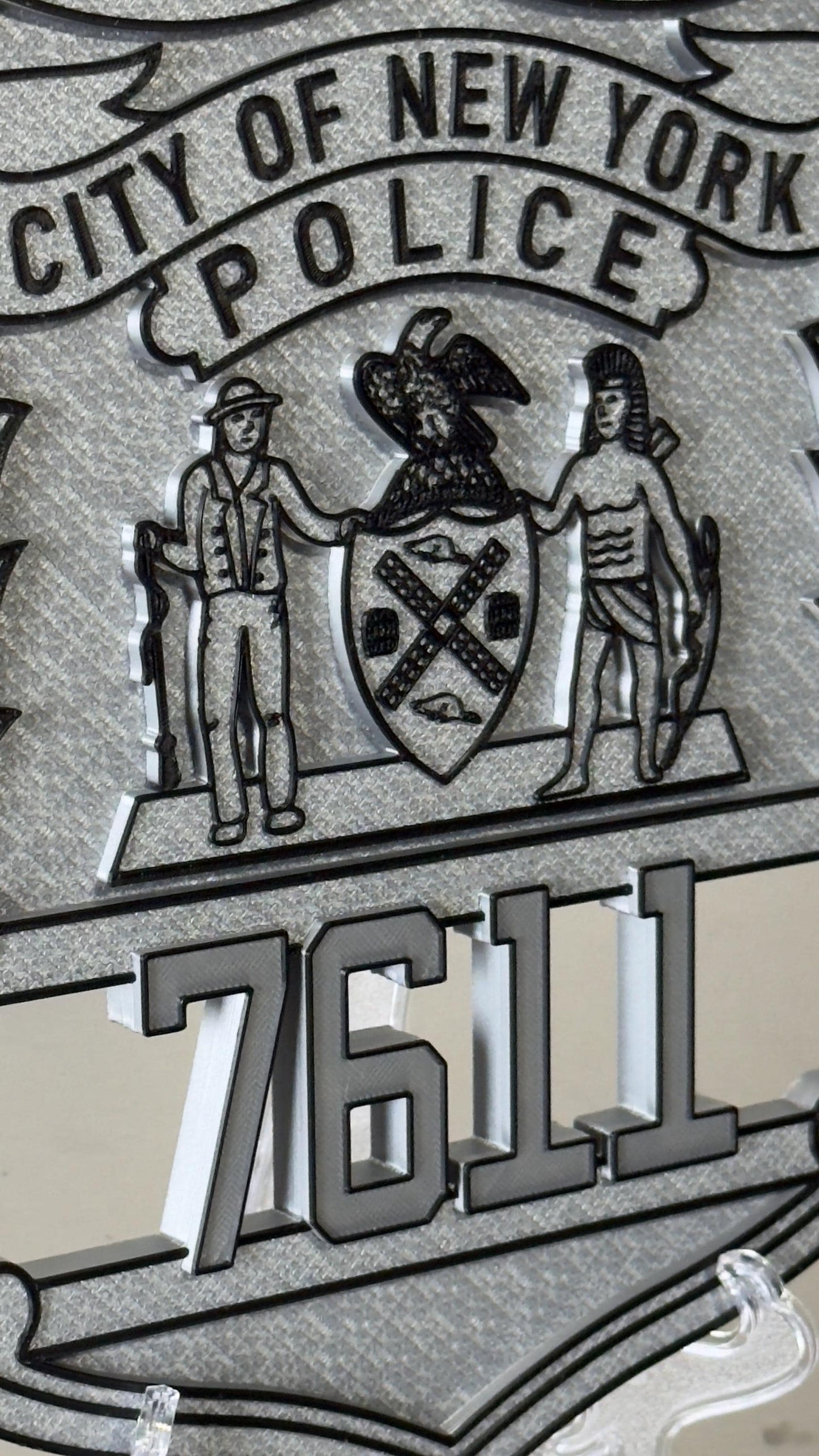 NYPD Police Officer Shield Plaque: 3D Embossed First Responder Wall Art
