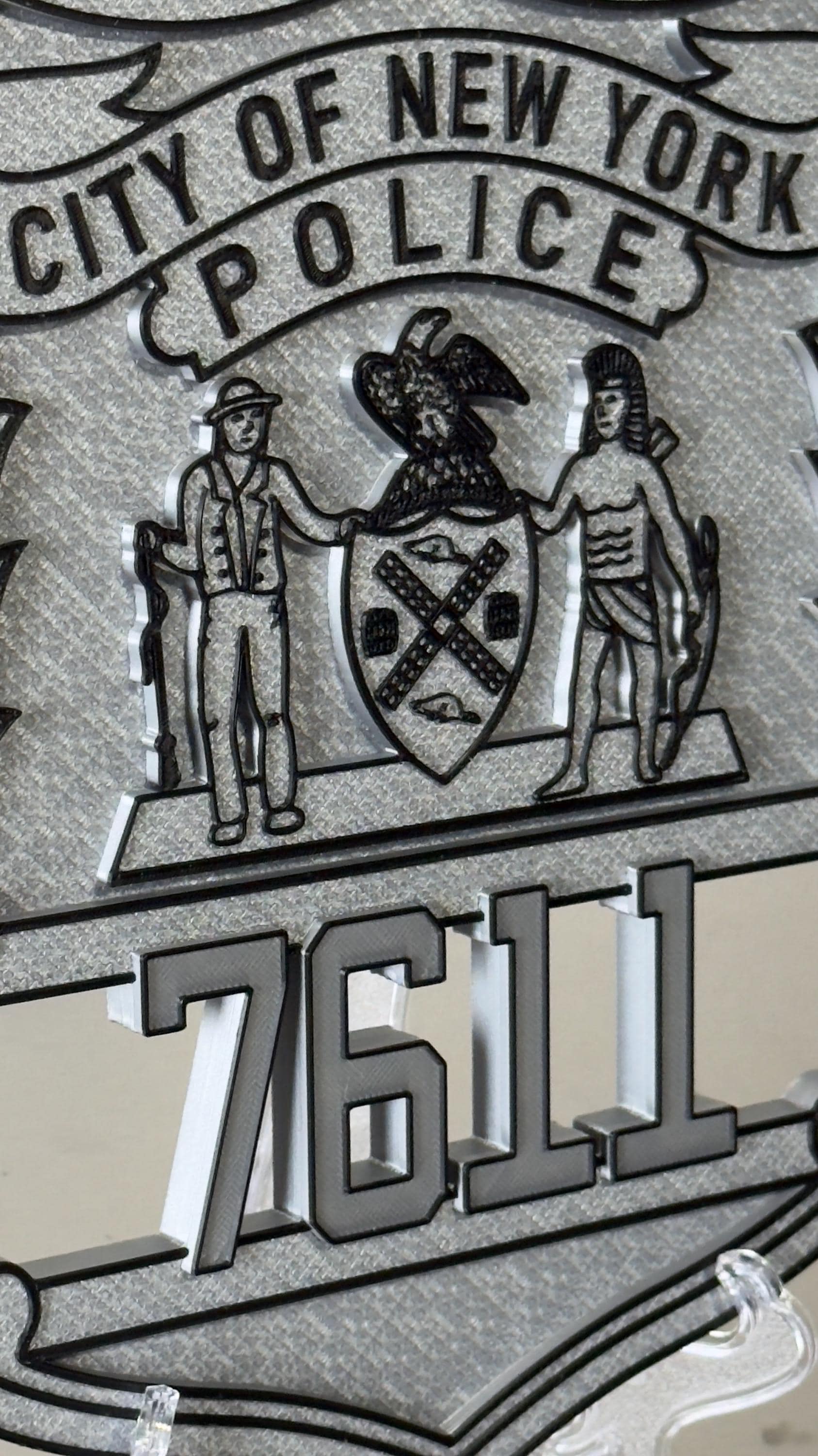 NYPD Police Officer Shield Plaque: 3D Embossed First Responder Wall Art