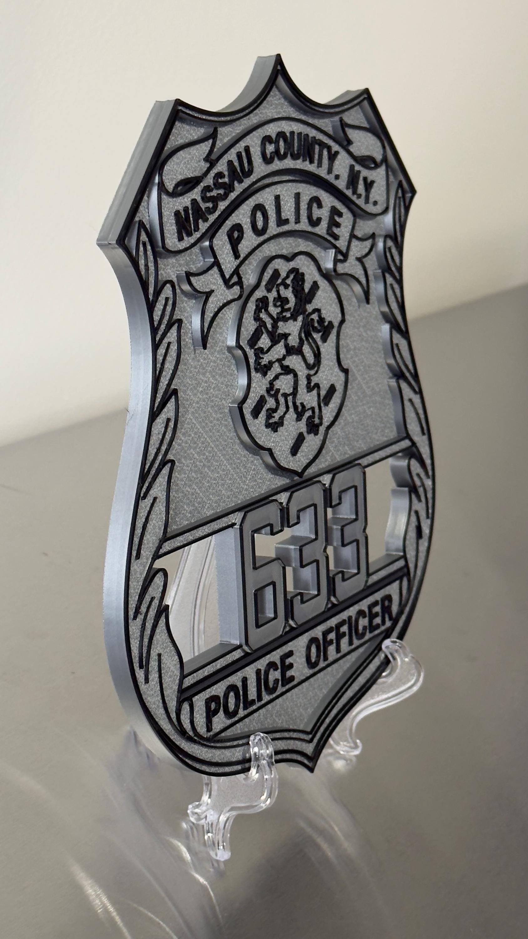 Nassau County Police Shield 3D Plaque: First Responder Wall Art New York