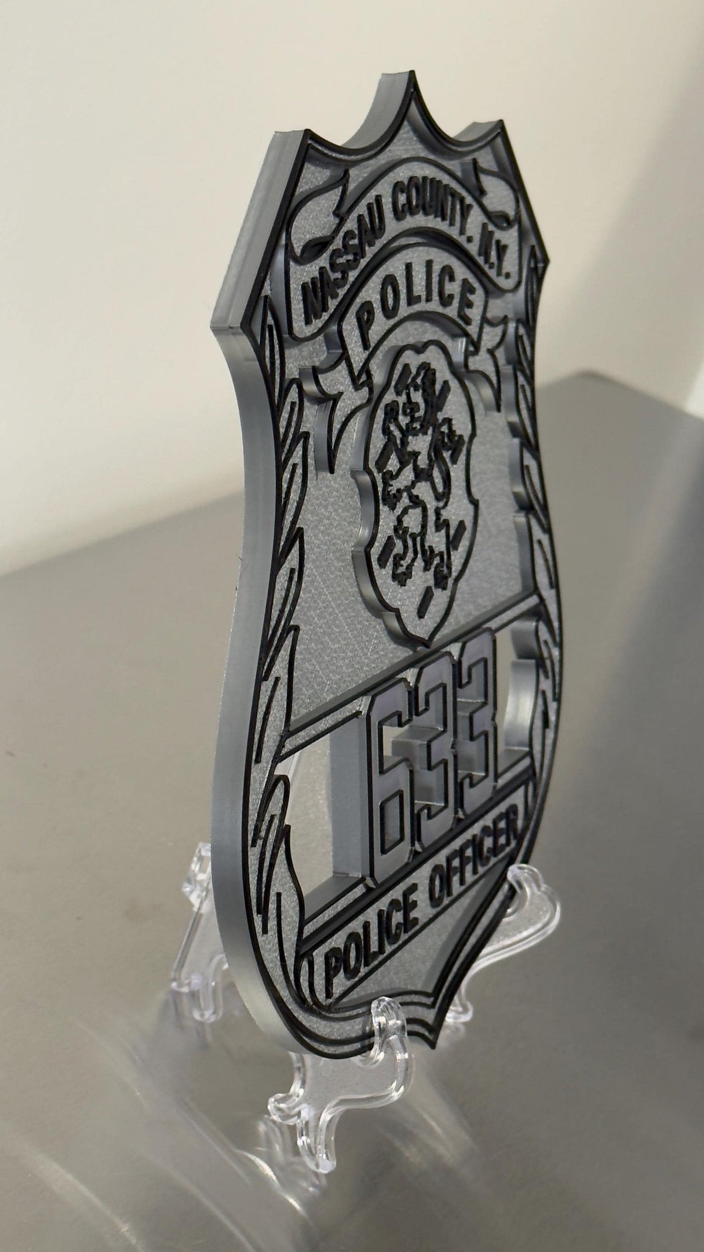 Nassau County Police Shield 3D Plaque: First Responder Wall Art New York