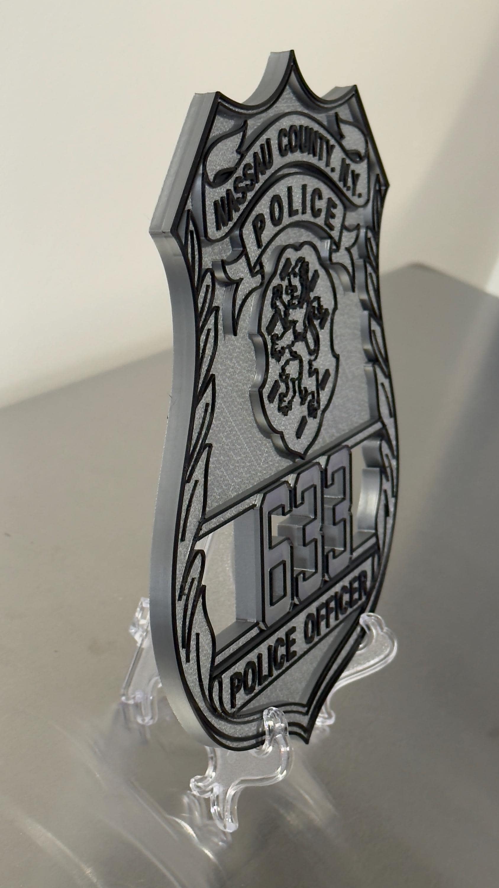Nassau County Police Shield 3D Plaque: First Responder Wall Art New York