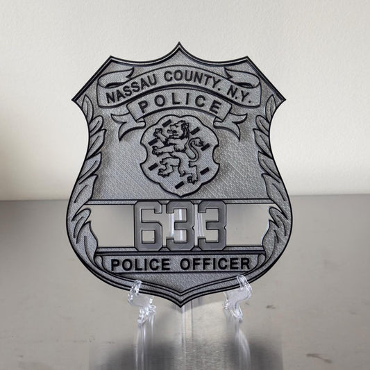 Nassau County Police Shield 3D Plaque: First Responder Wall Art New York
