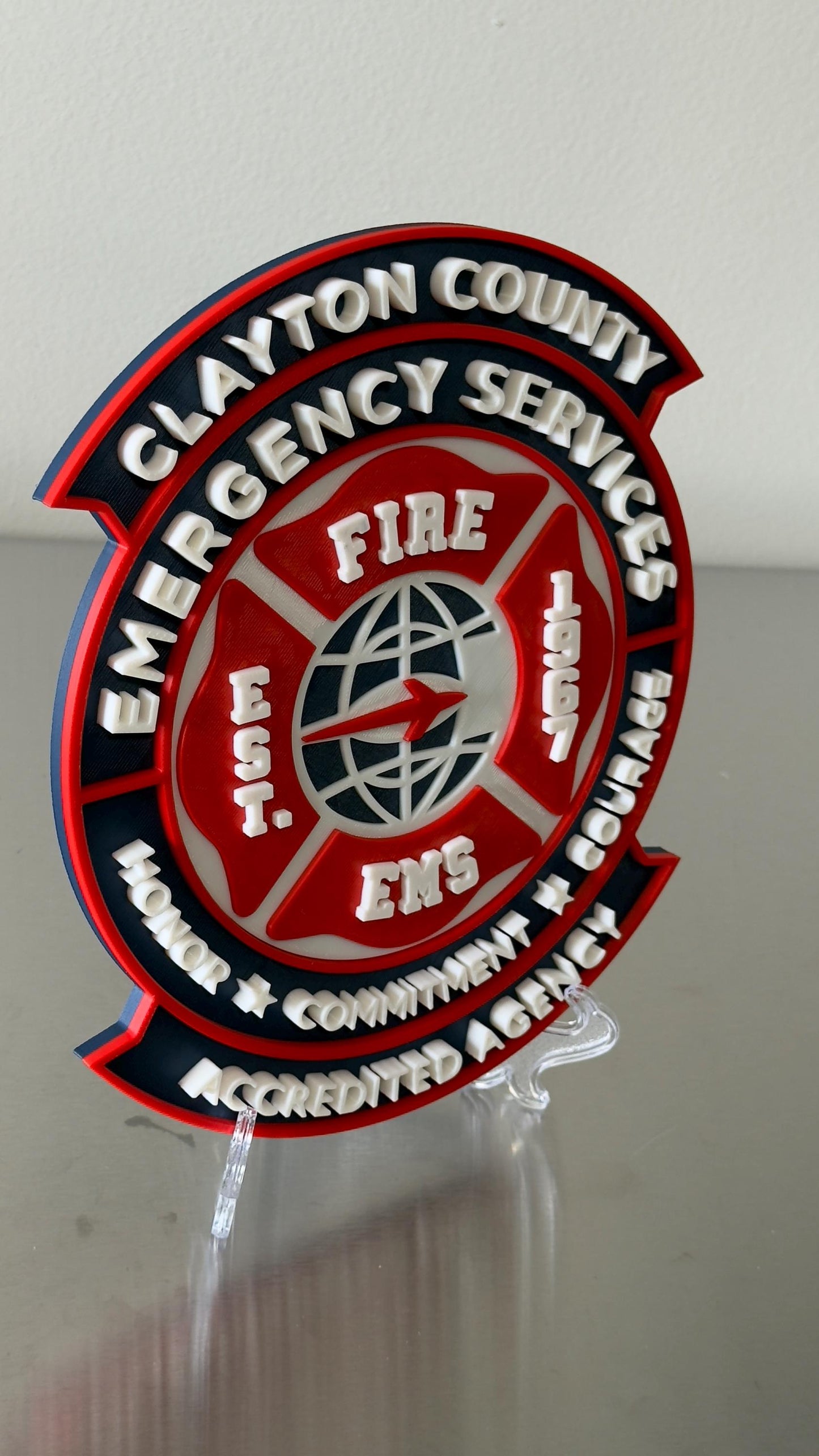 Clayton County GA Fire & EMS 3D Embossed Display Plaque: First Responder Wall Art Georgia