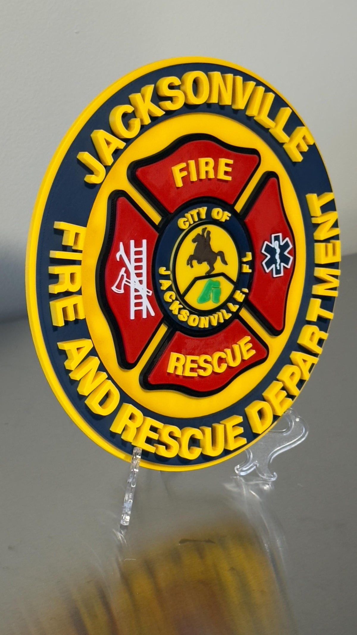 Jacksonville Fire & Rescue 3D Embossed Plaque: First Responder Display Plaque Florida