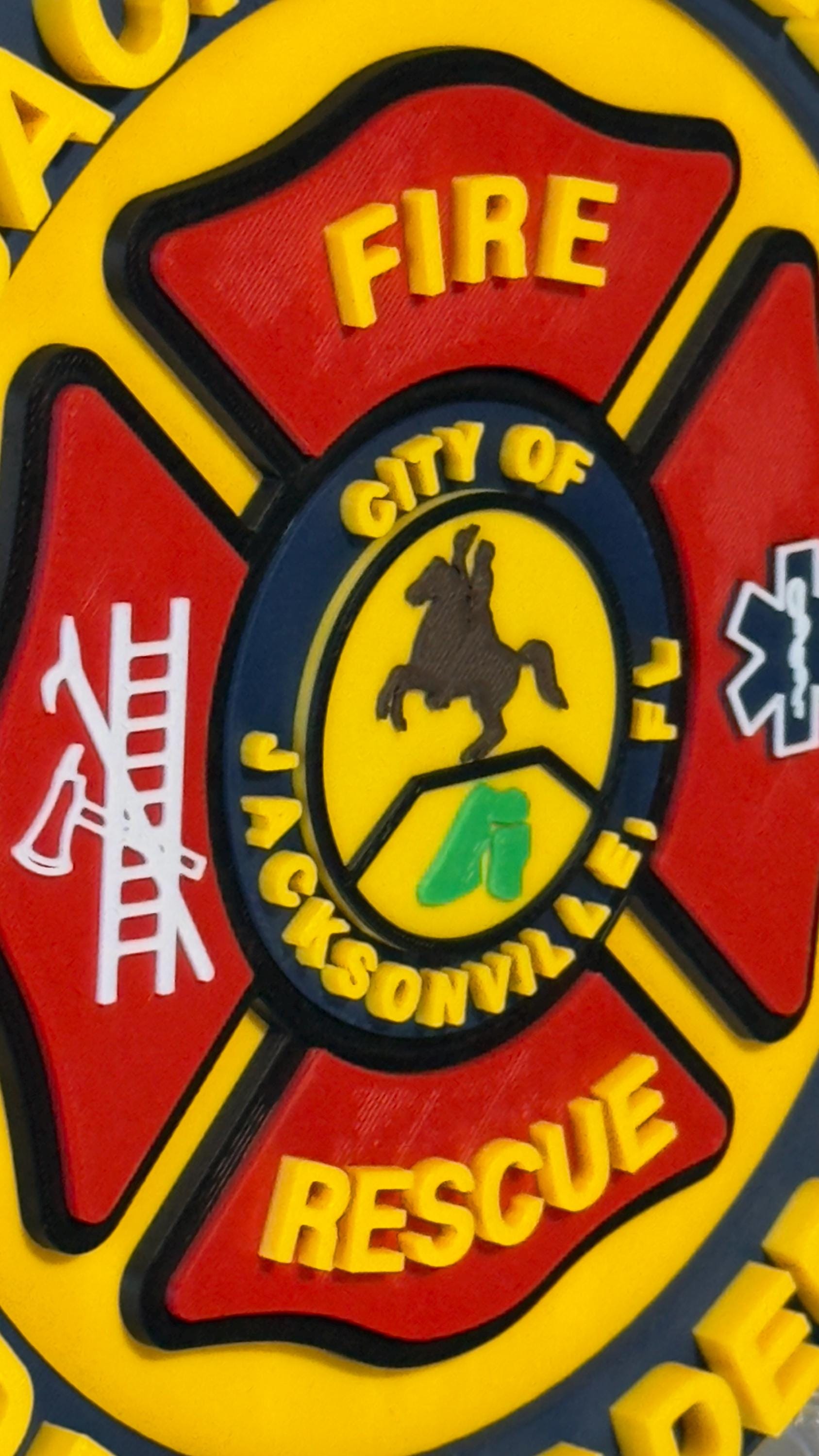 Jacksonville Fire & Rescue 3D Embossed Plaque: First Responder Wall Art Florida