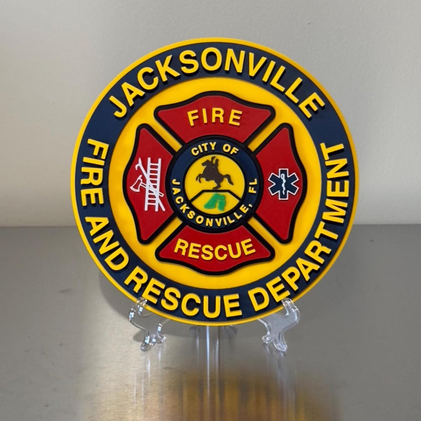 Jacksonville Fire & Rescue 3D Embossed Plaque: First Responder Wall Art Florida