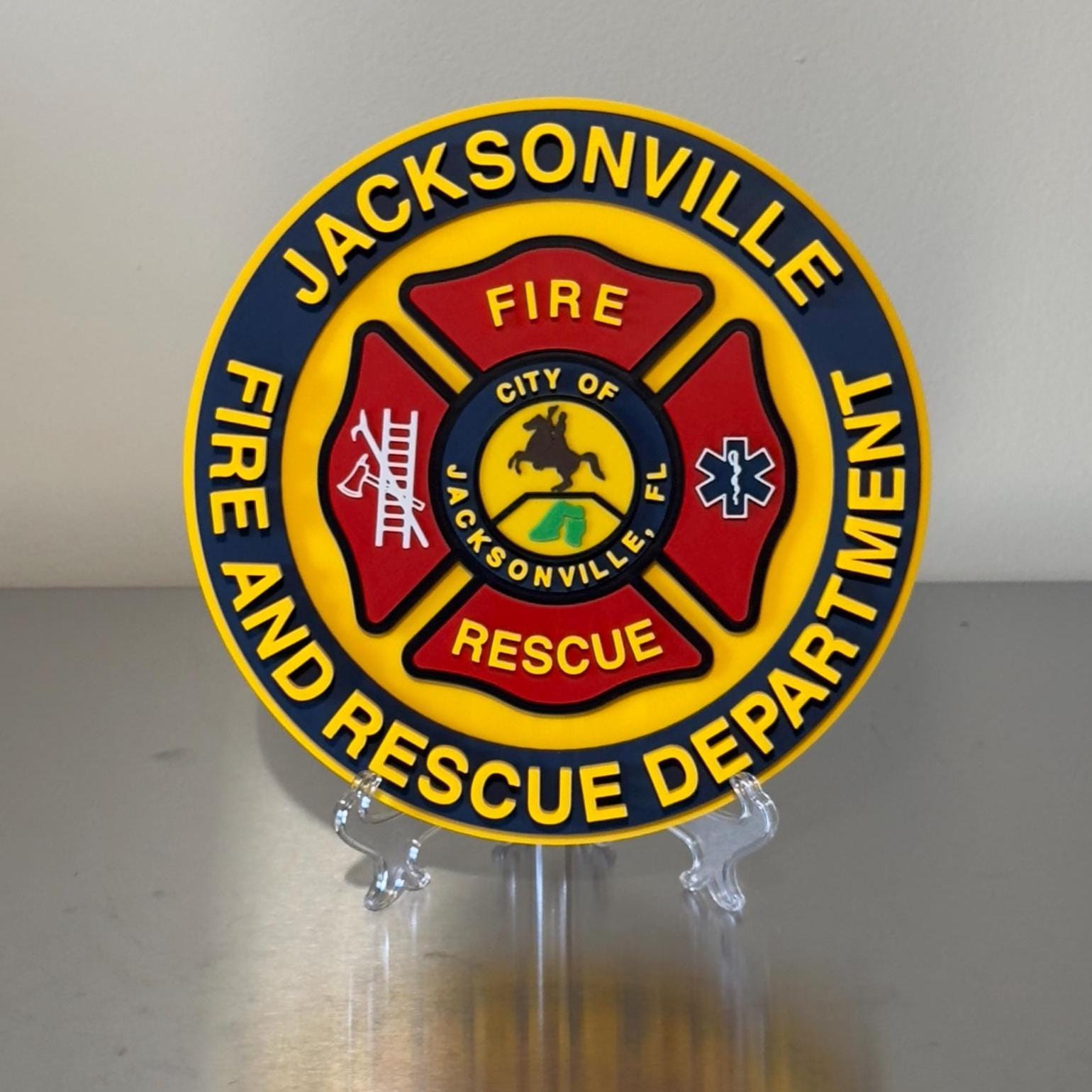 Jacksonville Fire & Rescue 3D Embossed Plaque: First Responder Wall Art Florida