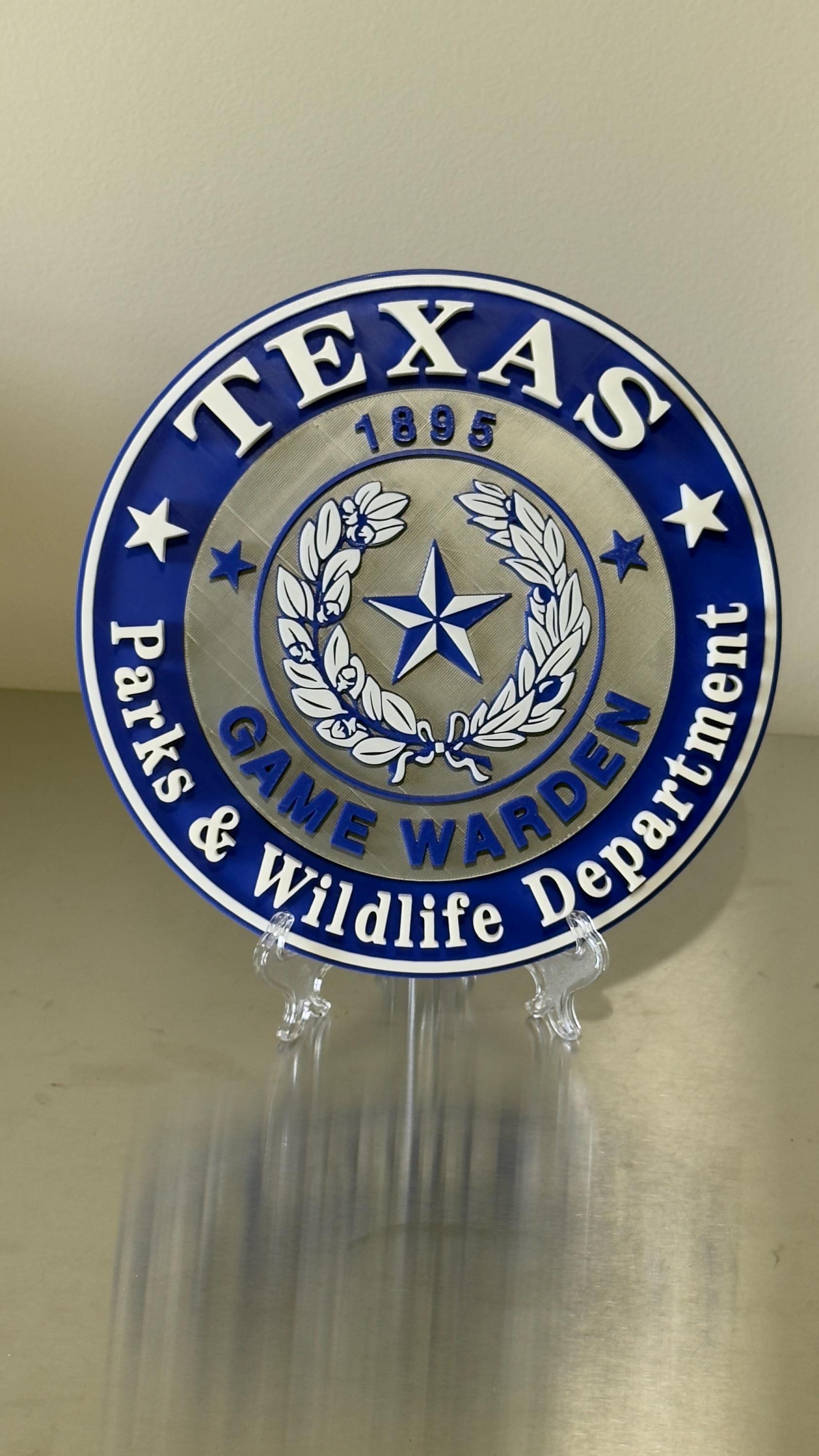 Texas Game Warden 3D Plaque, First Responder Wall Decor