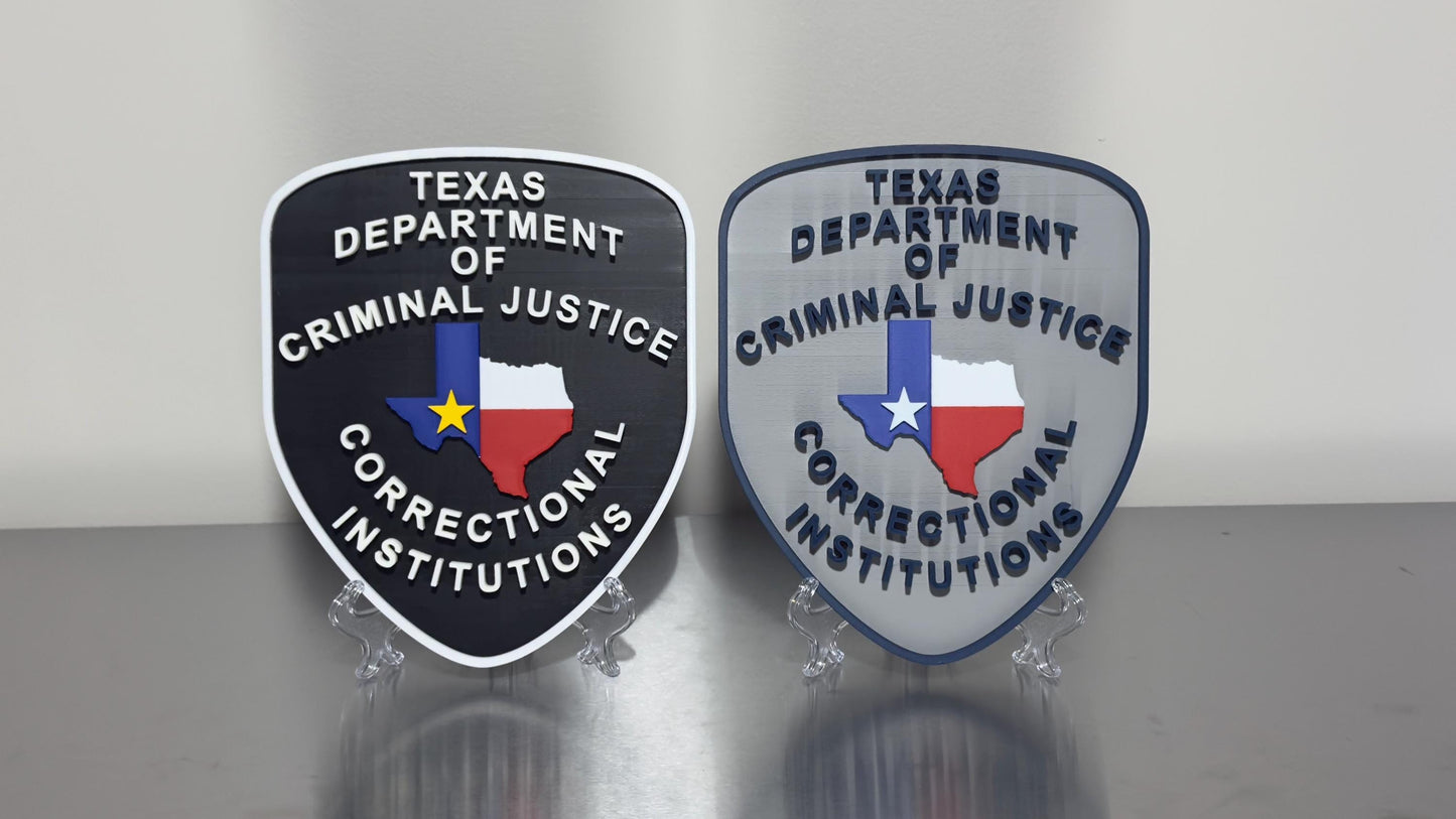Texas Correctional Institution Plaque, 3D Embossed First Responder Wall Art