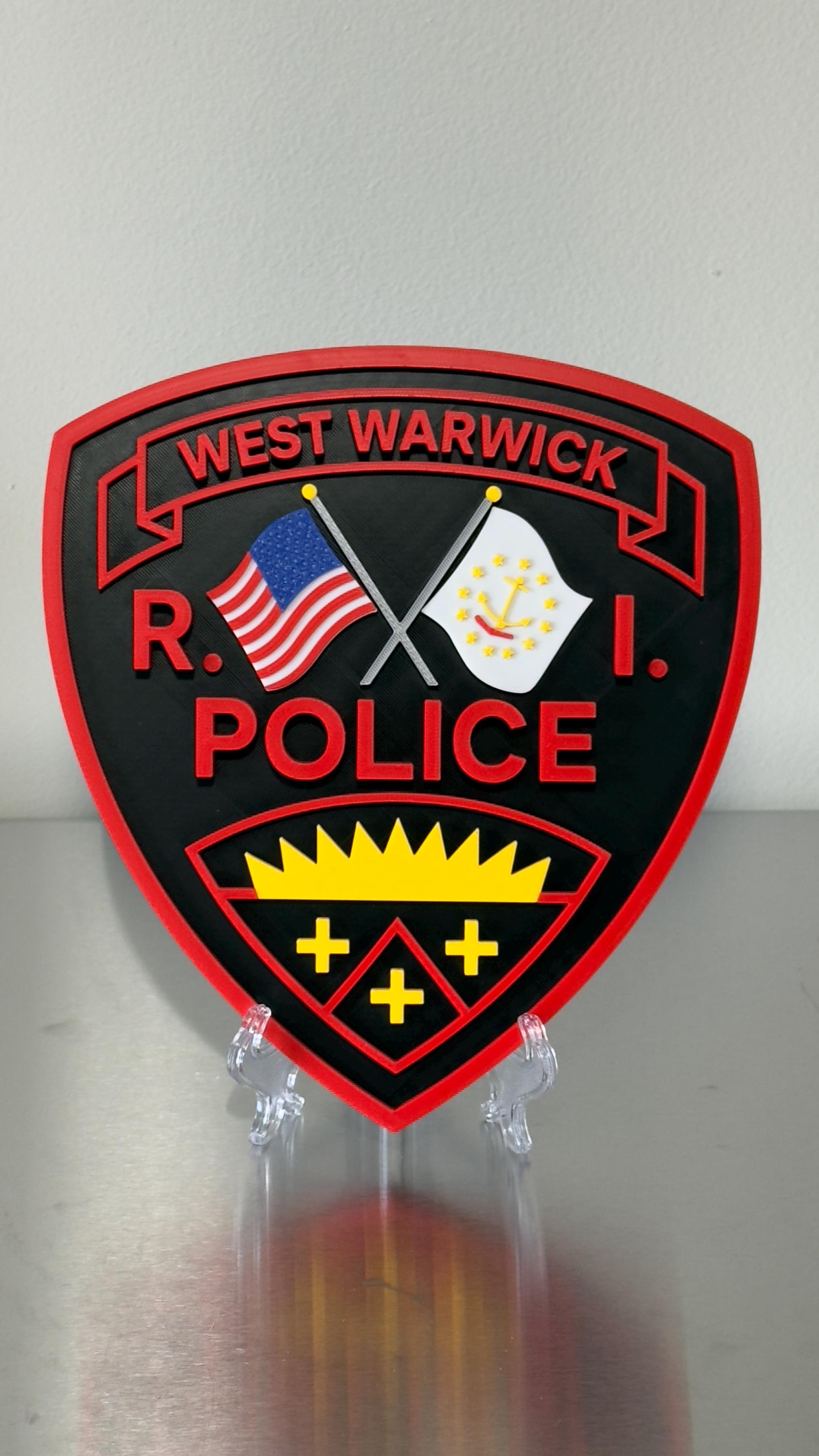 West Warwick RI Police 3D Plaque: First Responder Wall Art Rhode Island