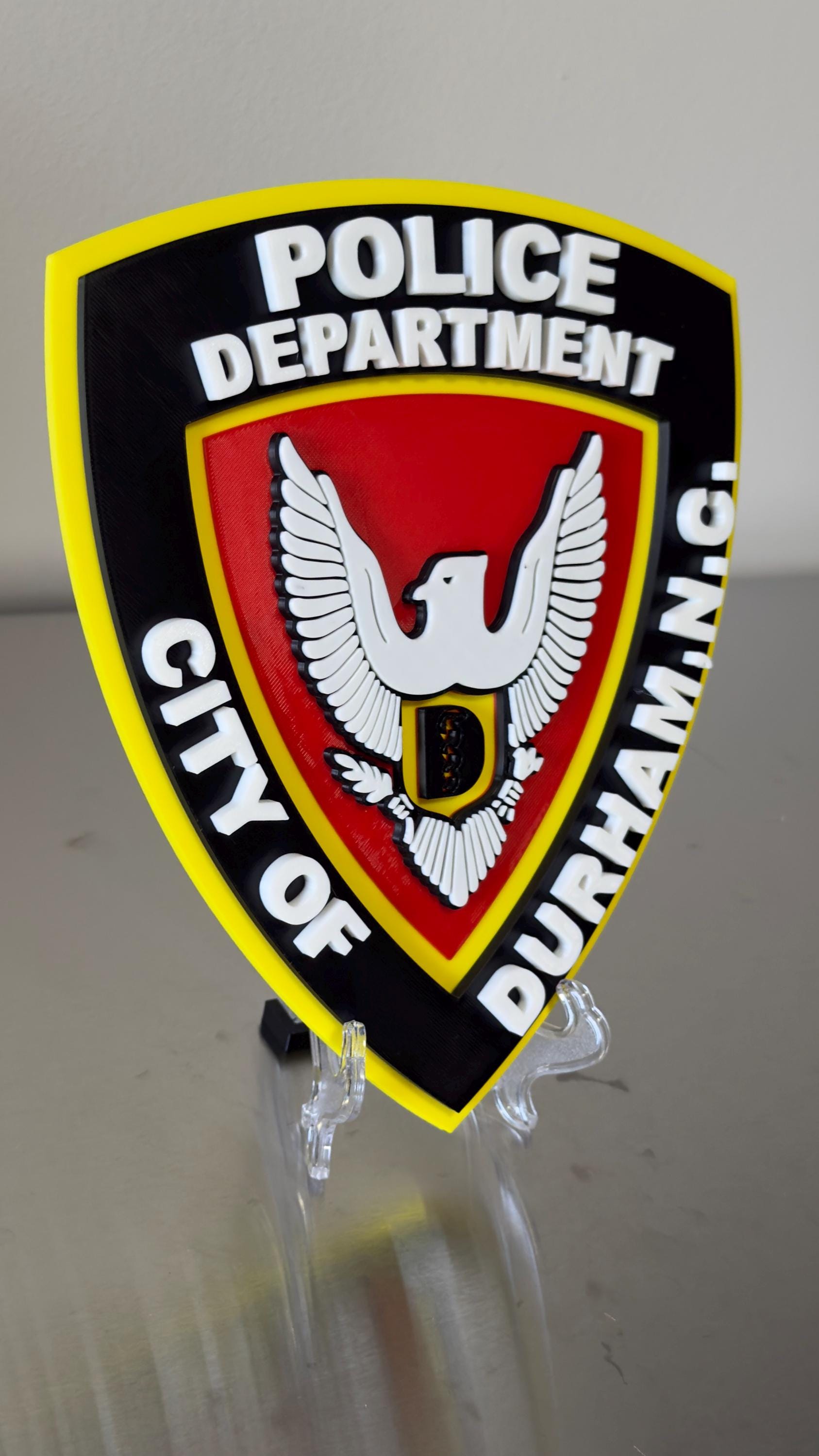 Durham NC Police 3D Embossed Plaque - First Responder Wall Art North Carolina