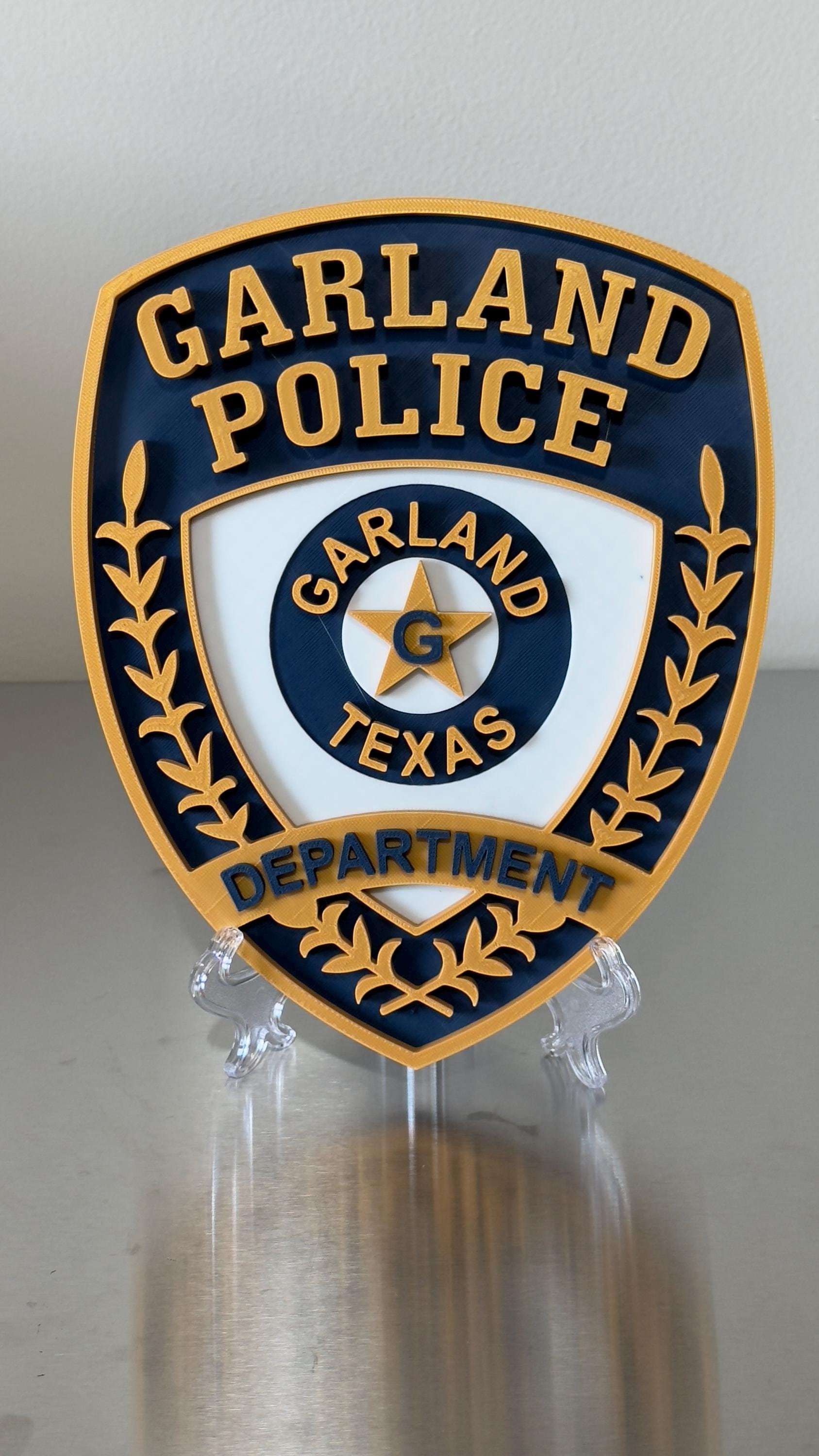 Garland Police Department Plaque: Texas 3D Embossed Wall Art