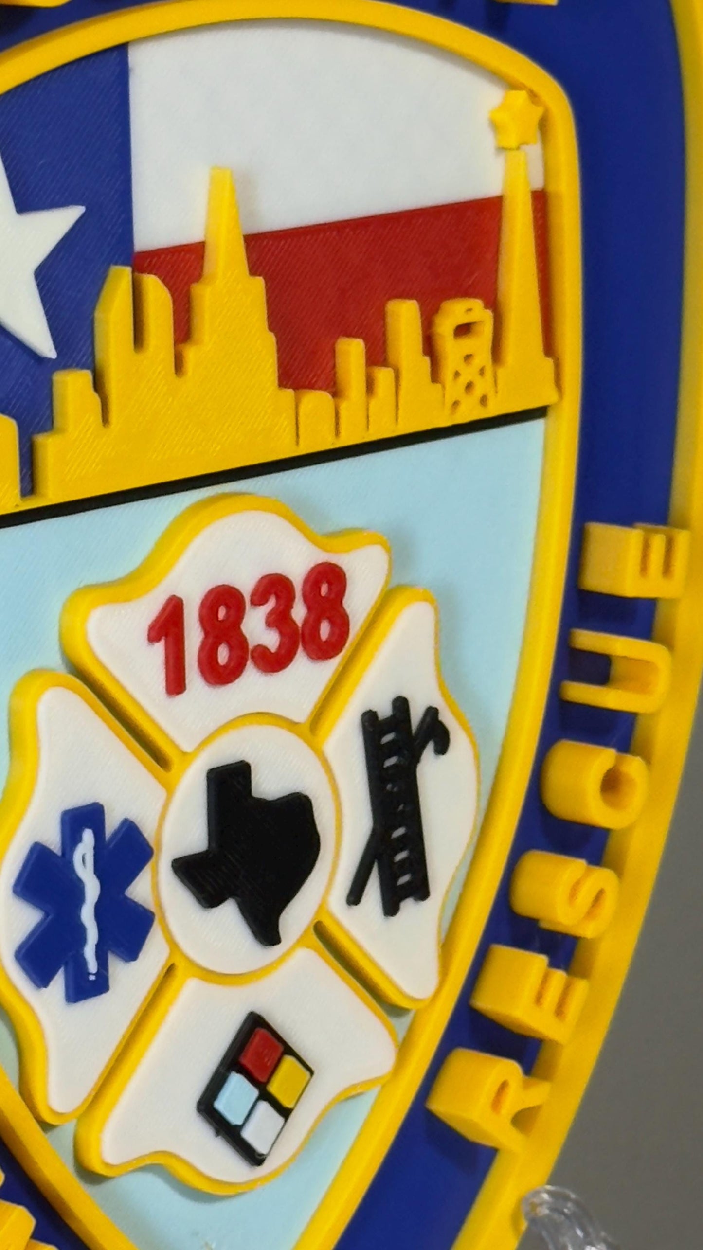 Houston Fire Department 3D Embossed Plaque: Texas First Responder Wall Art