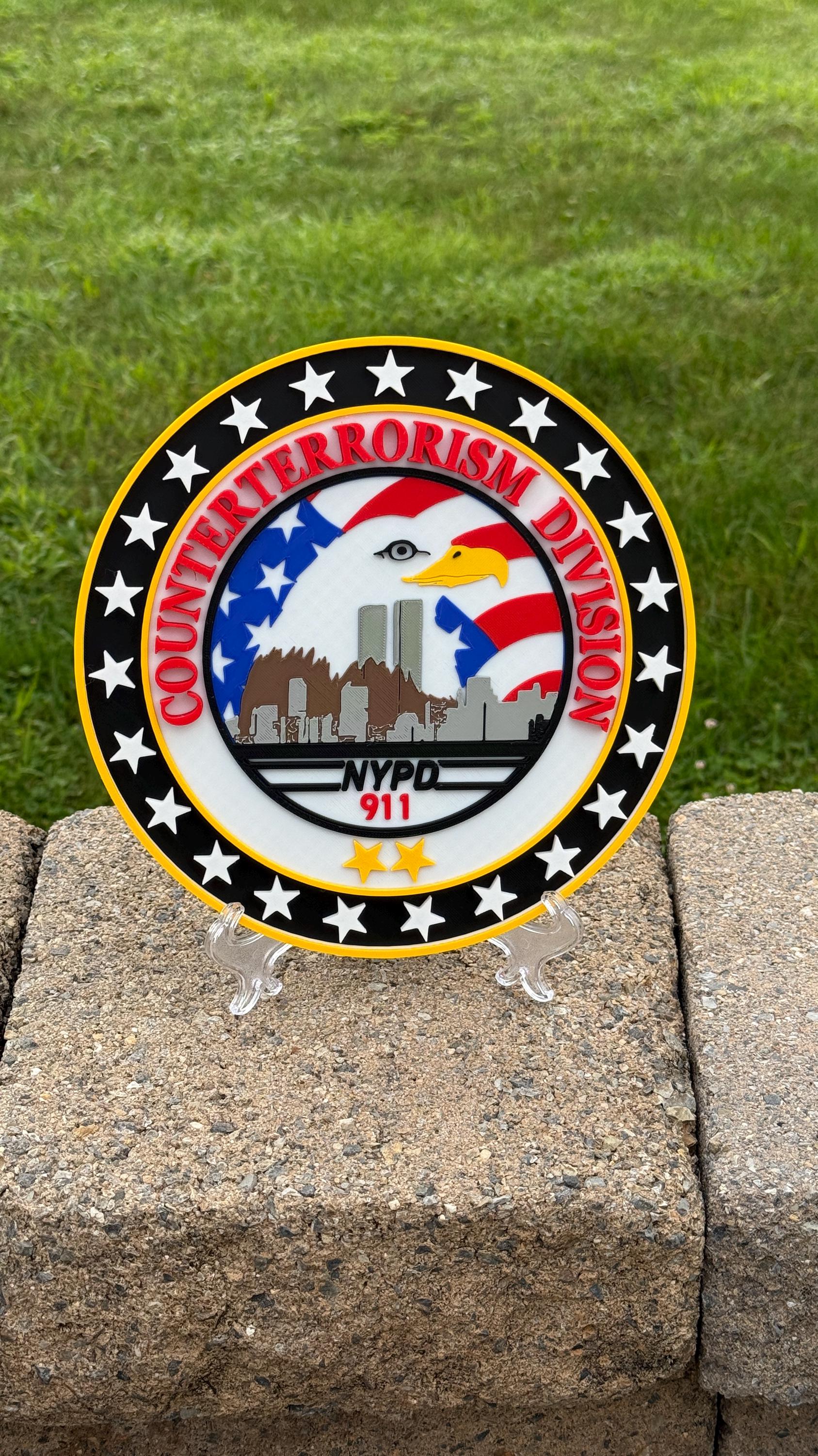 NYPD Counterterrorism Division 3D Plaque First Responder Wall Art Display Plaque Police Gift