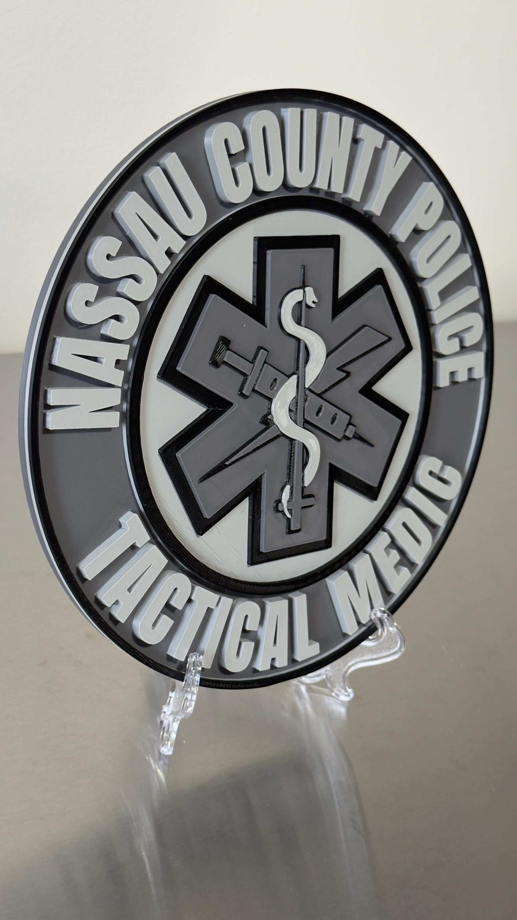 Nassau County Police Tactical Medic 3D Embossed Plaque: First Responder Wall Art New York