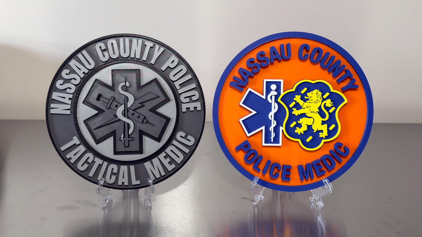 Nassau County Police Tactical Medic 3D Embossed Plaque: First Responder Wall Art New York