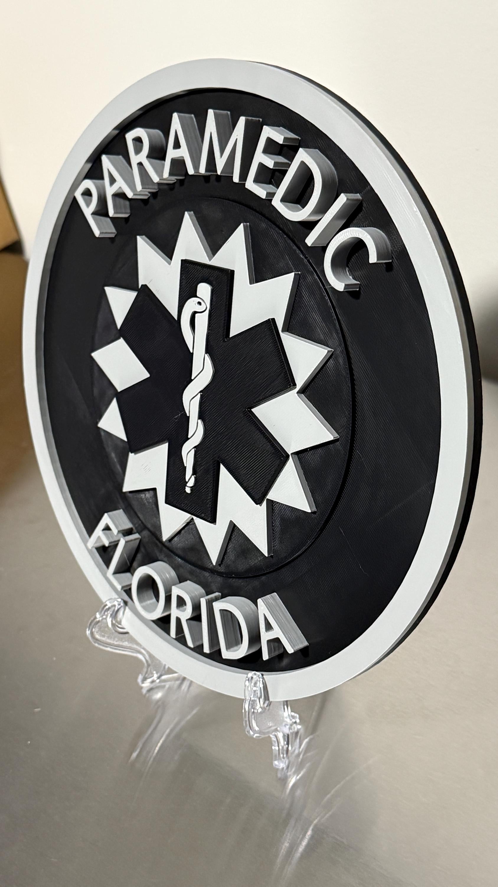 Florida Paramedic Plaque: First Responder Wall Art EMS Gift