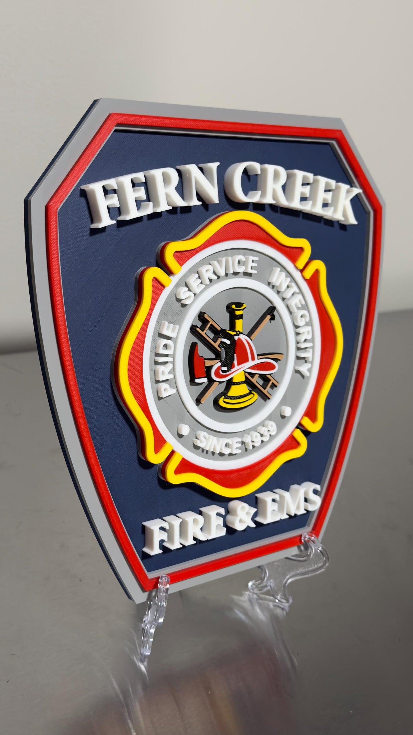 Embossed Fern Creek Fire & EMS Plaque: First Responder Wall Art Kentucky