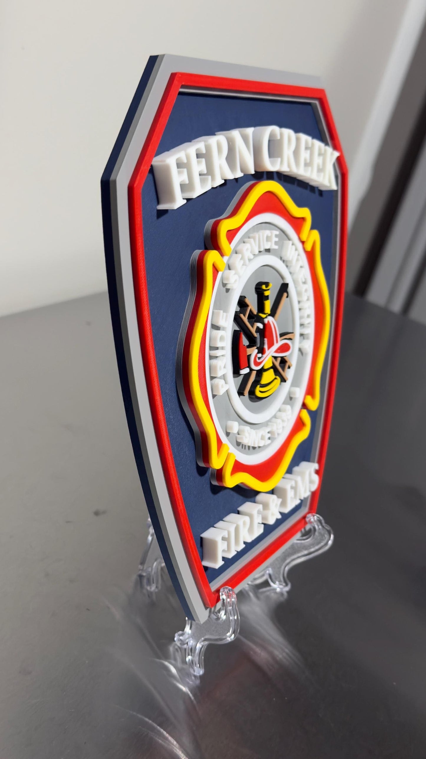 Embossed Fern Creek Fire & EMS Plaque: First Responder Wall Art Kentucky