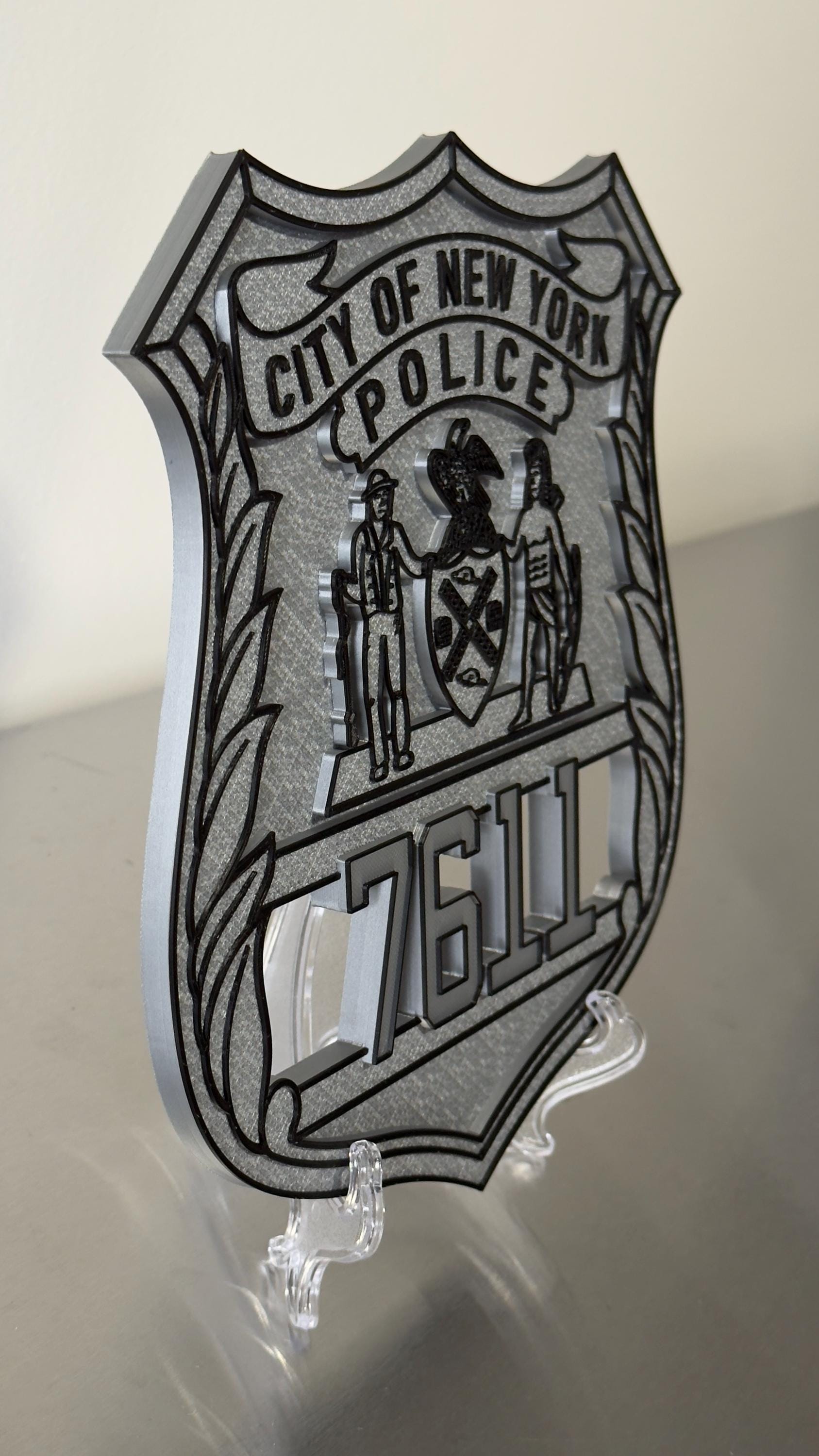 NYPD Police Officer Shield Plaque: 3D Embossed First Responder Wall Art