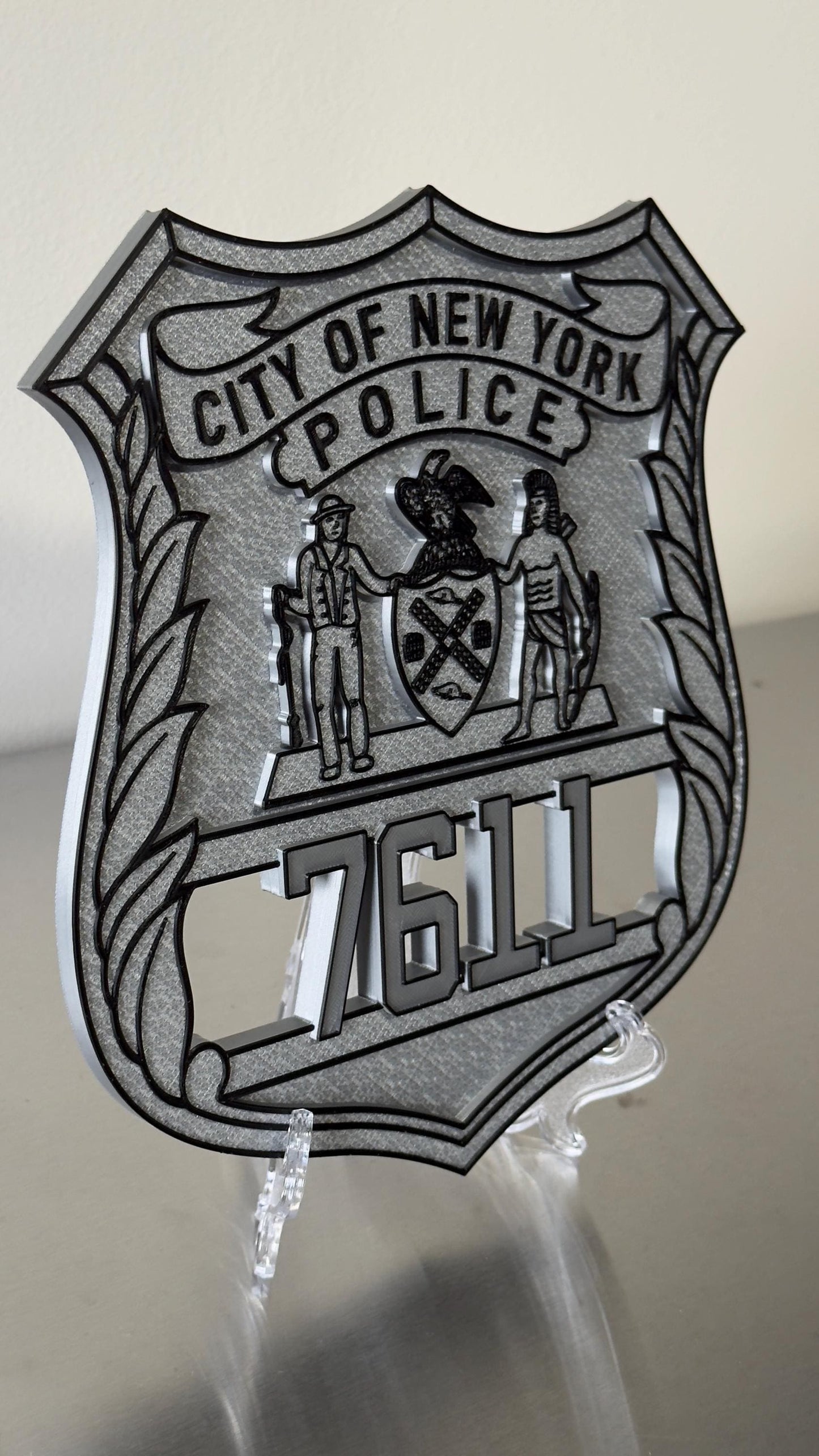 NYPD Police Officer Shield Plaque: 3D Embossed First Responder Wall Art
