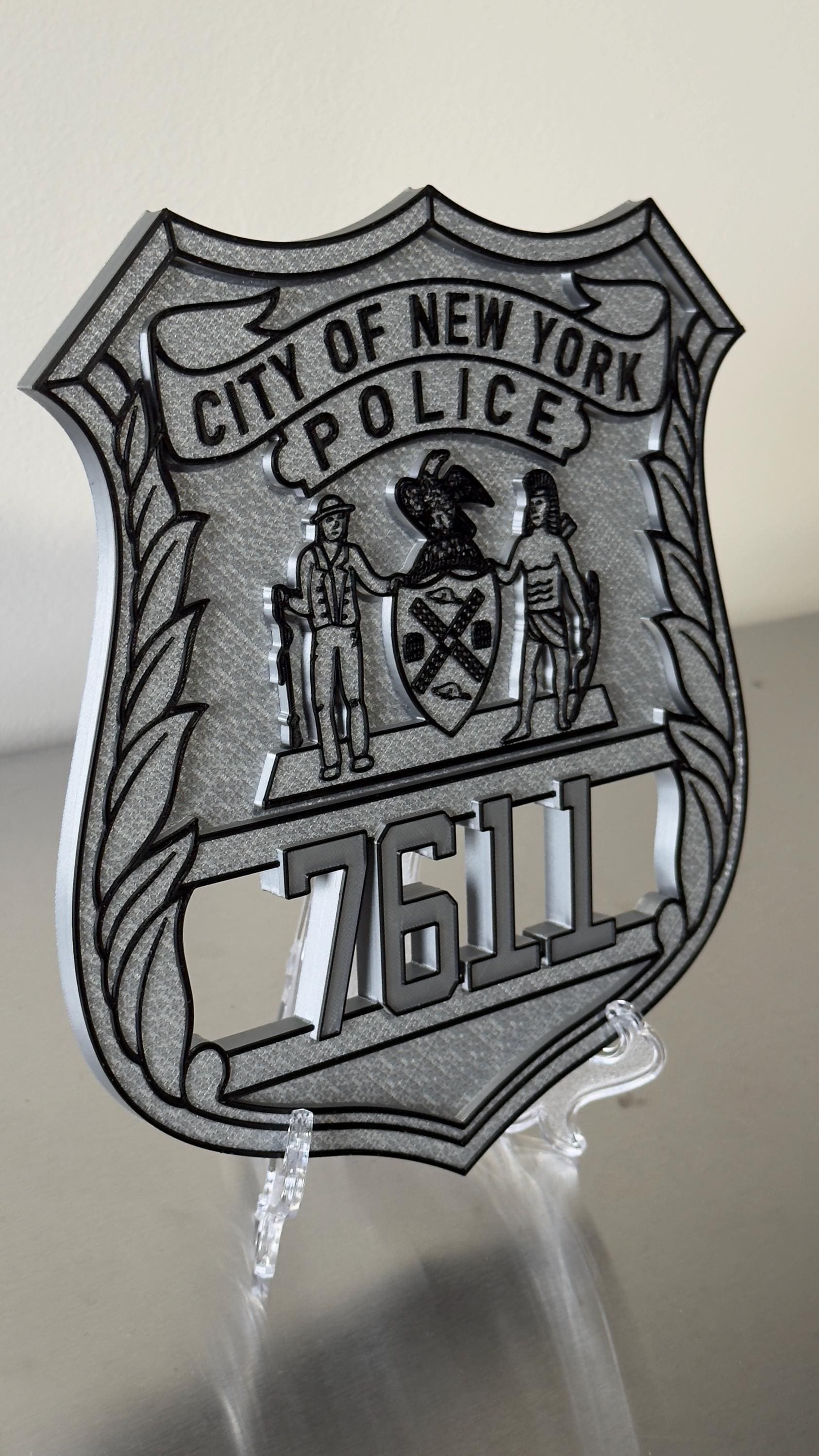 NYPD Police Officer Shield Plaque: 3D Embossed First Responder Wall Art
