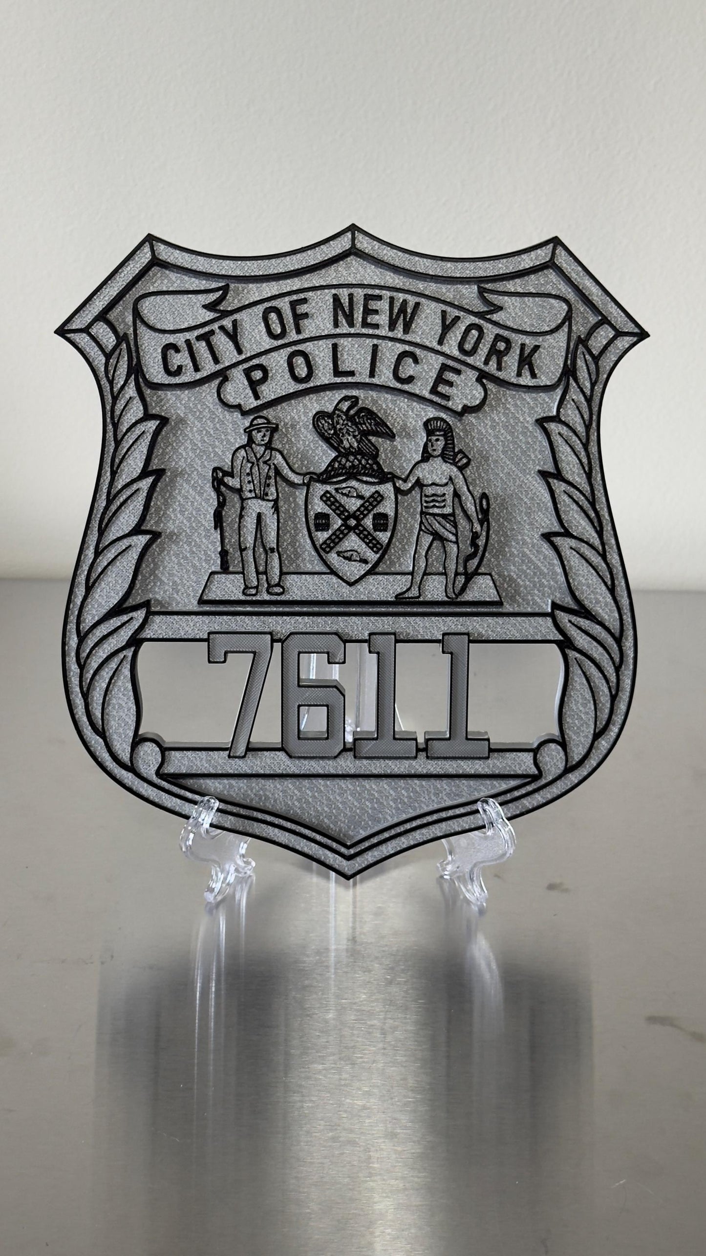 NYPD Police Officer Shield Plaque: 3D Embossed First Responder Wall Art