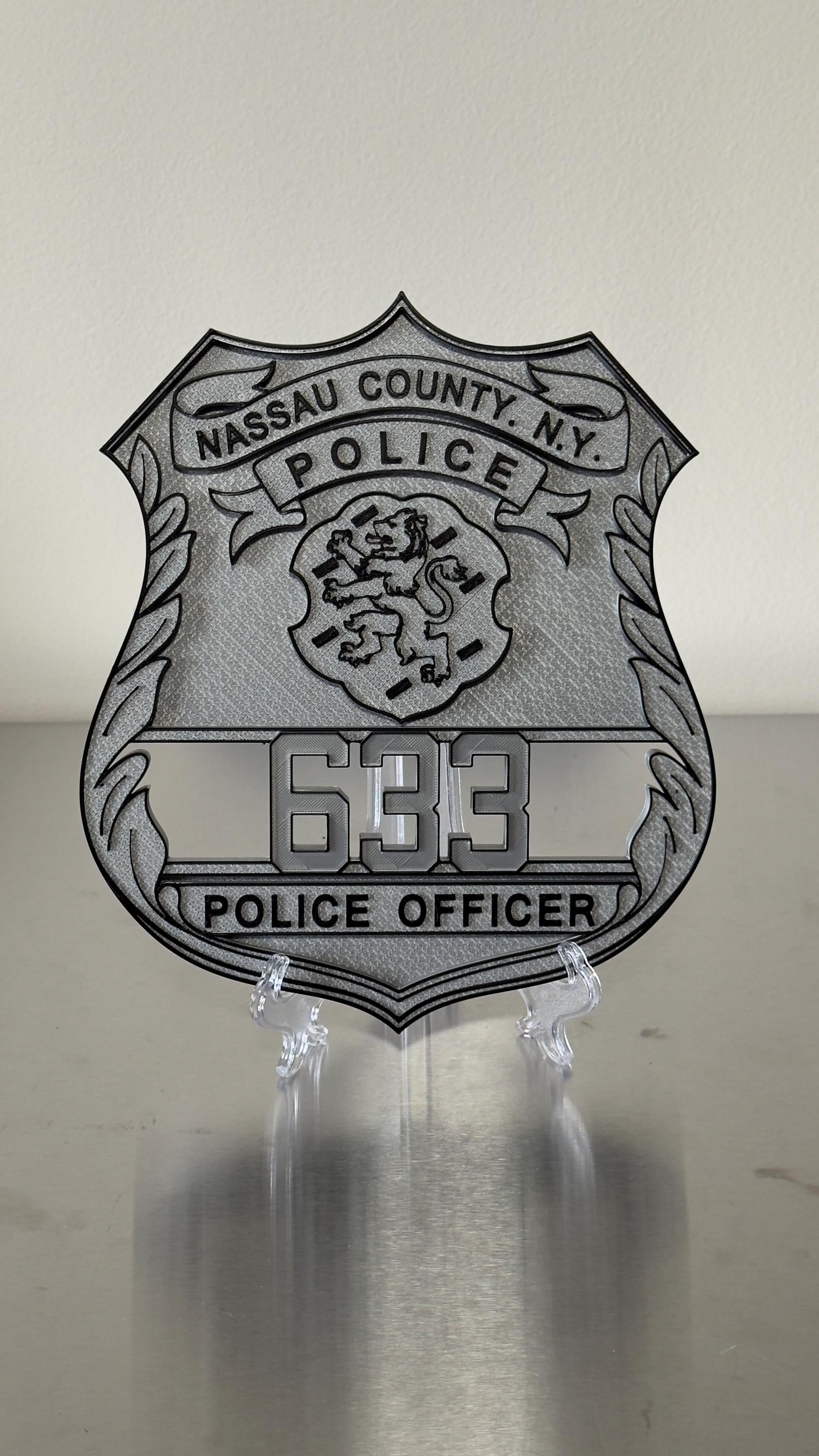 Nassau County Police Shield 3D Plaque: First Responder Wall Art New York